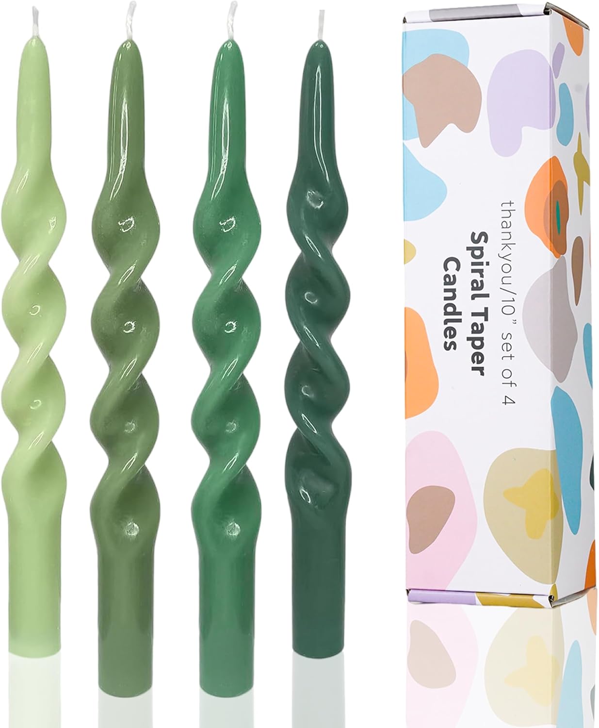 LPUSA Green Spiral Taper Candles Set of 4