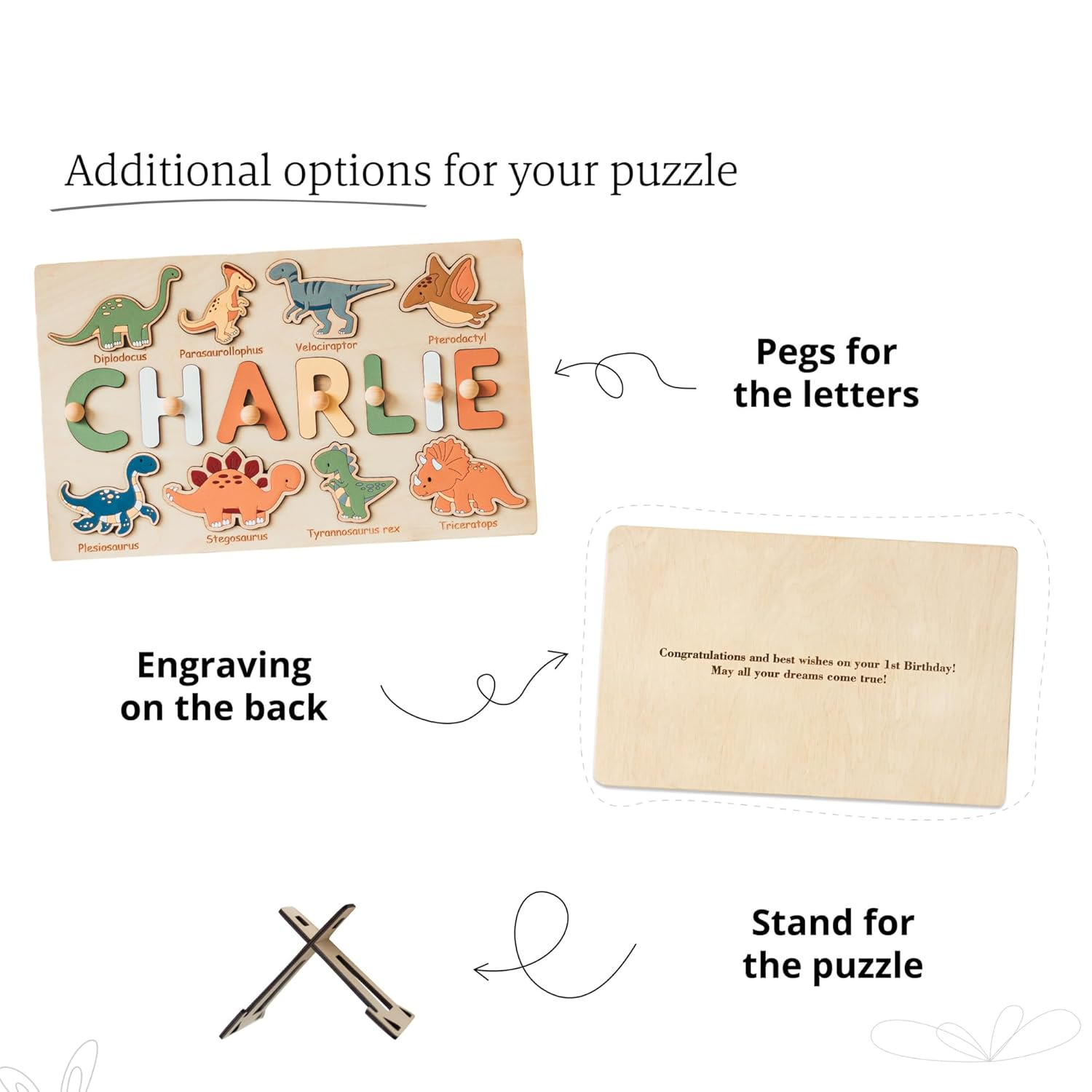 Custom Dinosaur Name Wooden Puzzle for Kids