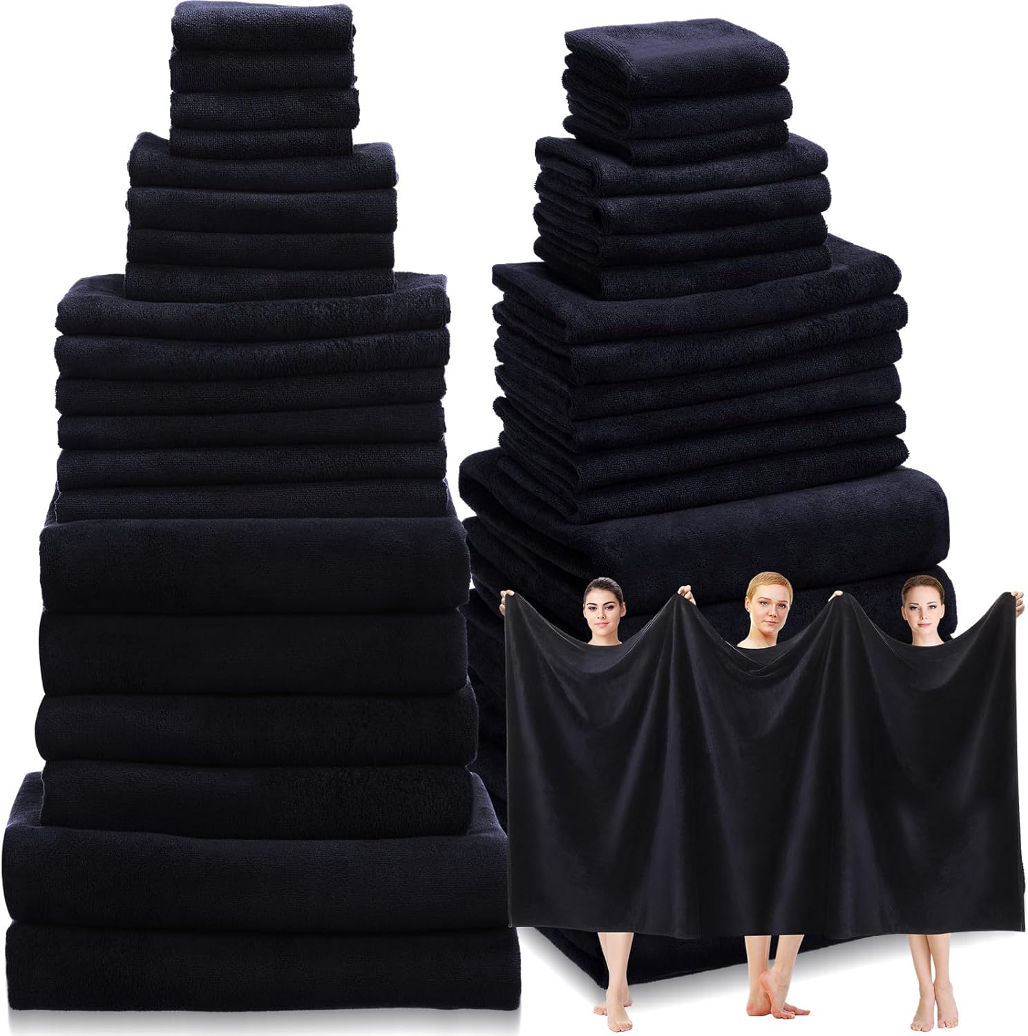 Mixweer 24 Piece Oversized Microfiber Towel Set