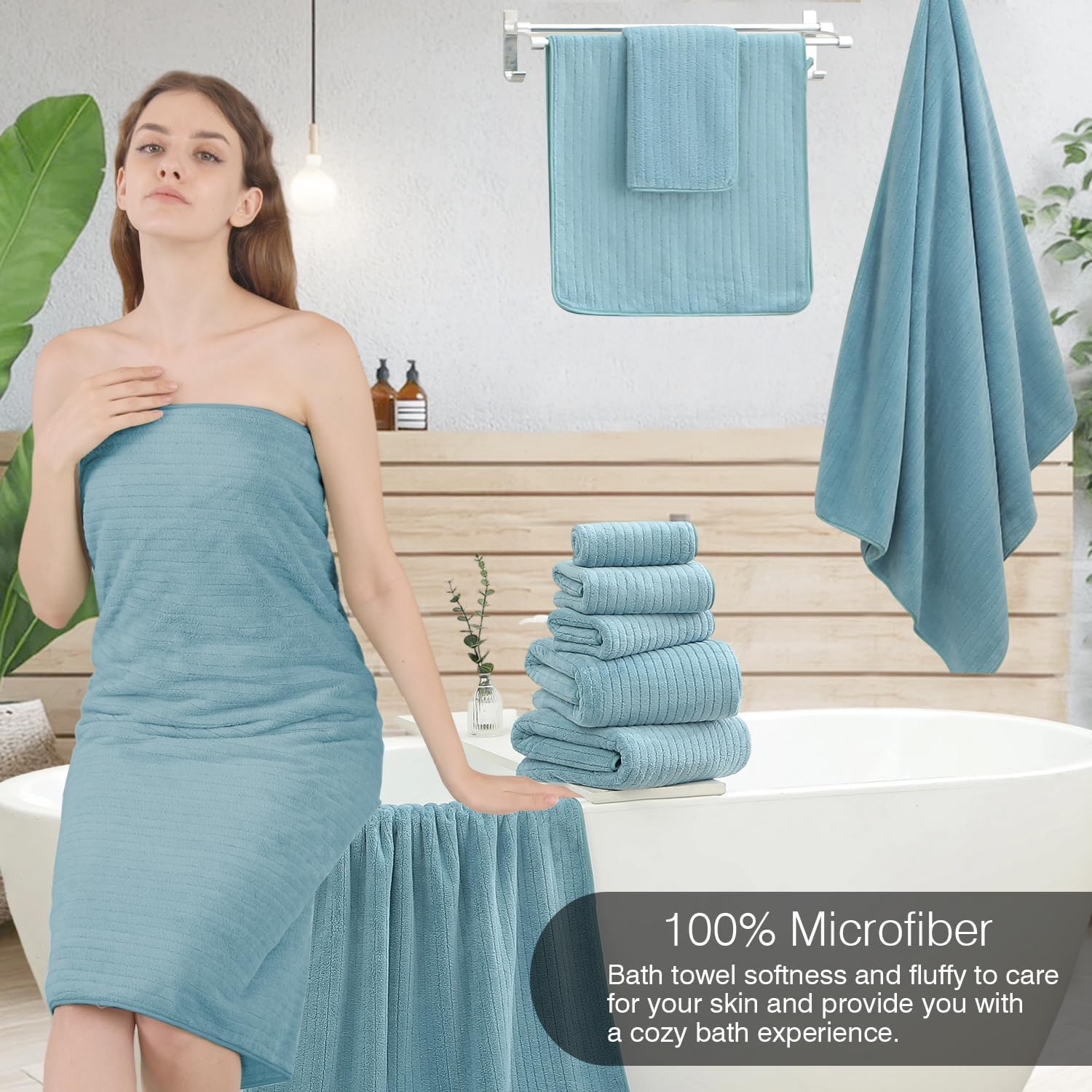 Hailea 18 Piece Family Bath Towel Set - Turquoise