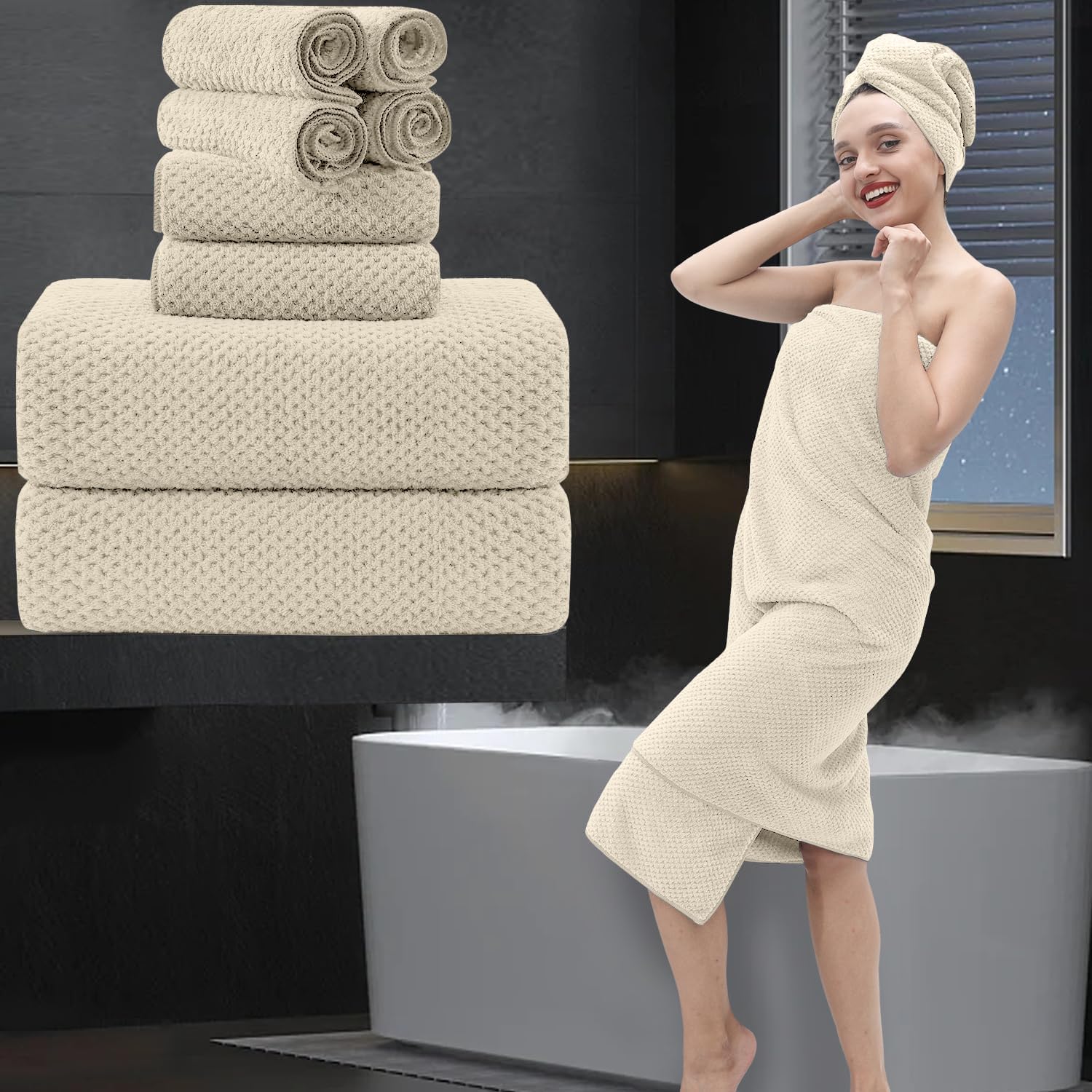 MAGGEA 8 Piece Premium Bathroom Towel Set 1