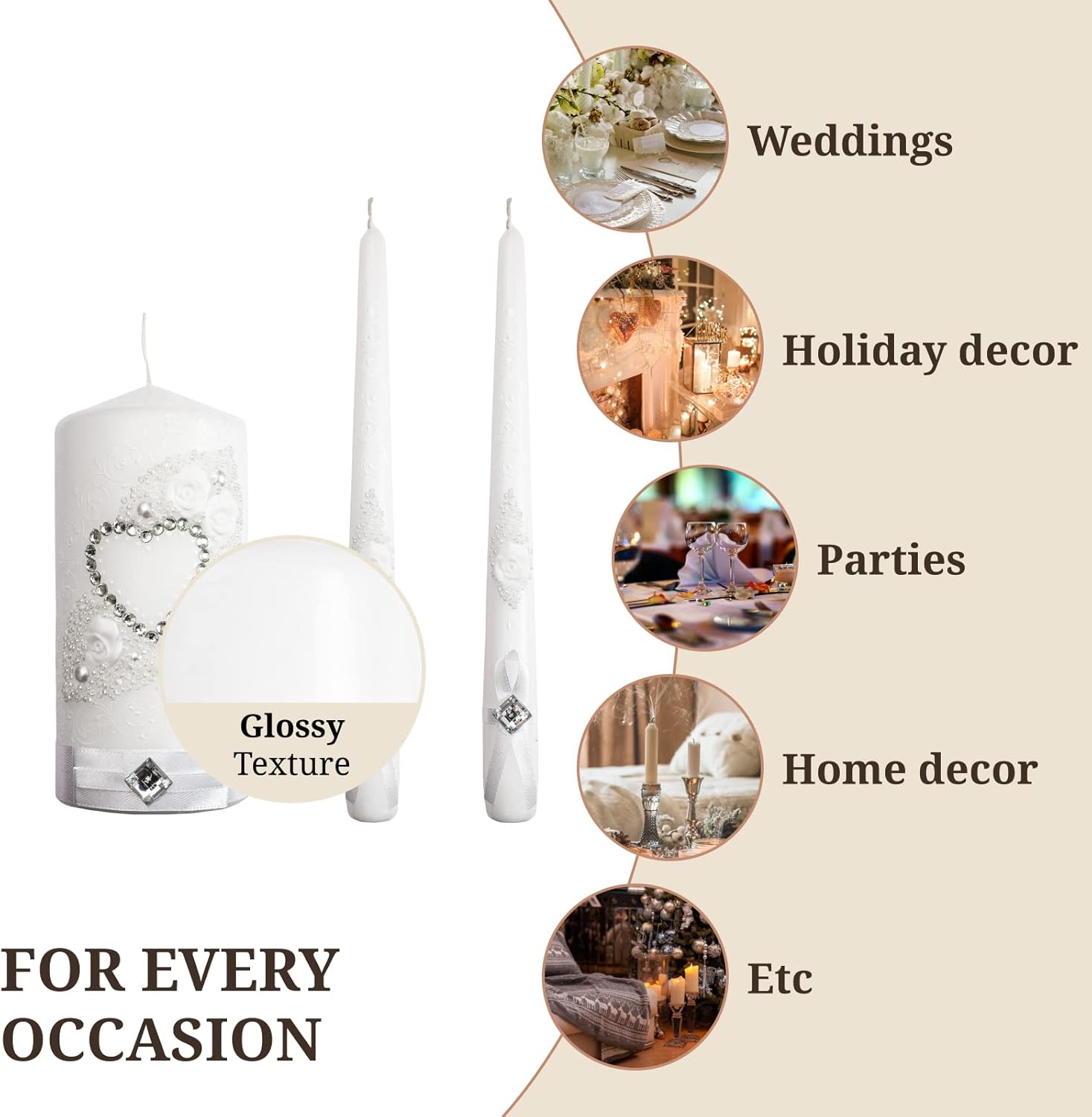 VABA Family Marriage Unity Candle Set for Wedding Ceremony