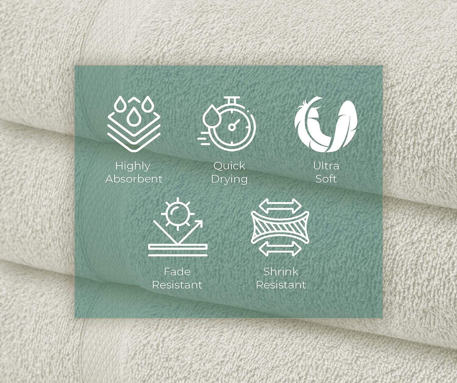 ARC HOME 100 Cotton Bath Towels Pack of 6 - 24x48 Inches