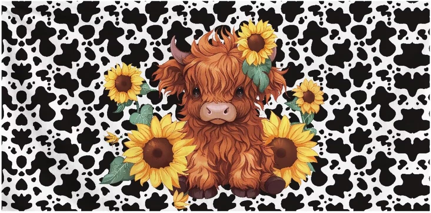 INSTANTARTS Cow Tattoo Baby Highland Cow Bath Towel