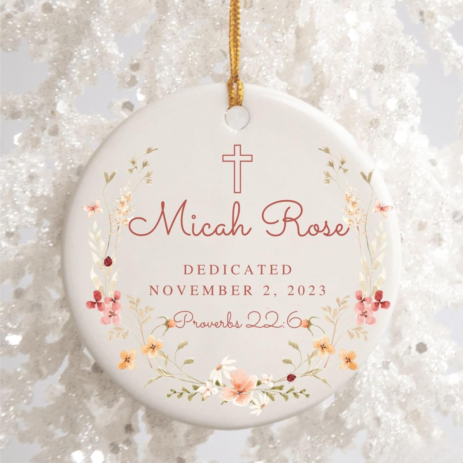 Personalized Baby Dedication Porcelain Ornament