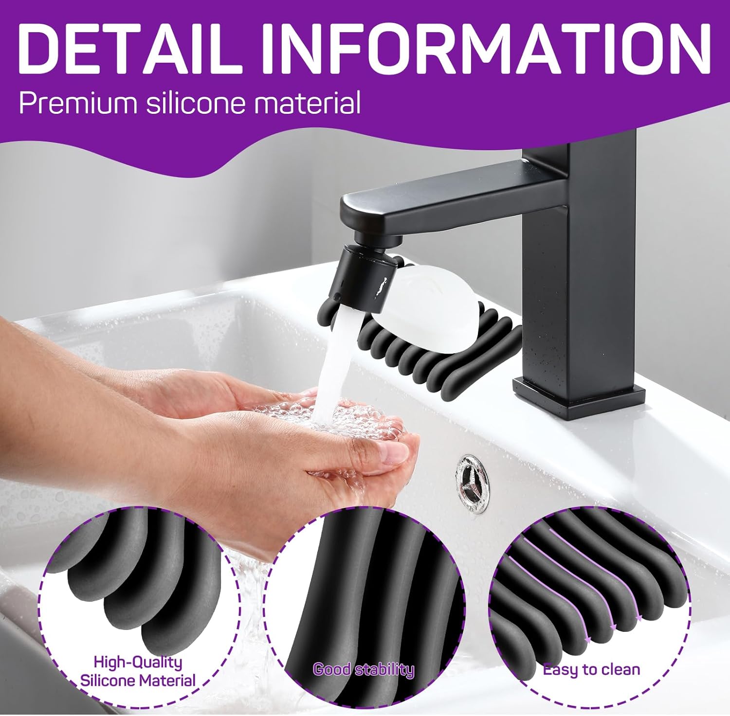 Langierspur 2 Pcs Self Draining Silicone Soap Holder - Waterfall Design Black