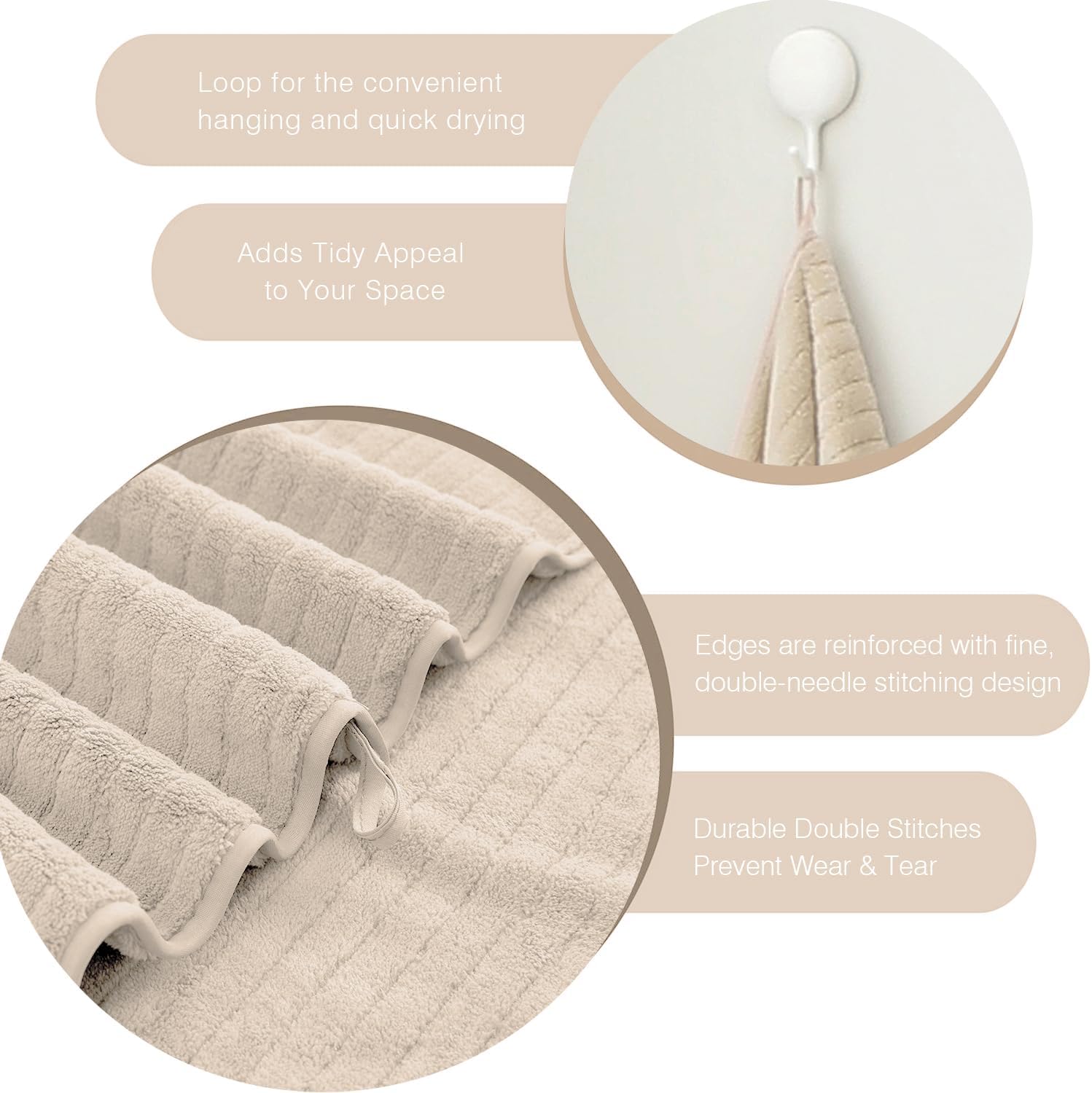 Hailea 18 Piece Family Bath Towel Set - Beige 1