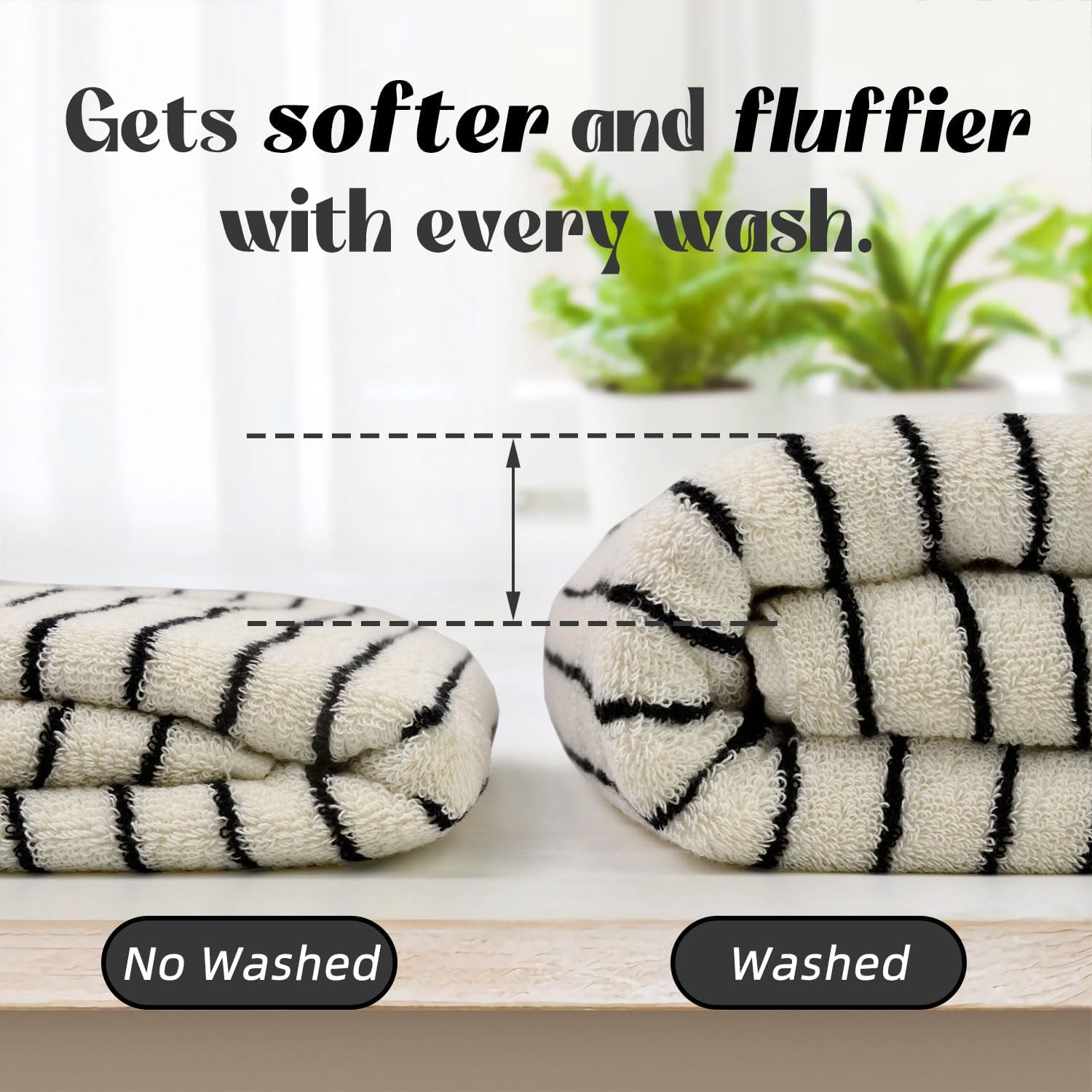 Jacquotha Black and White Striped Bath Towels Set of 2