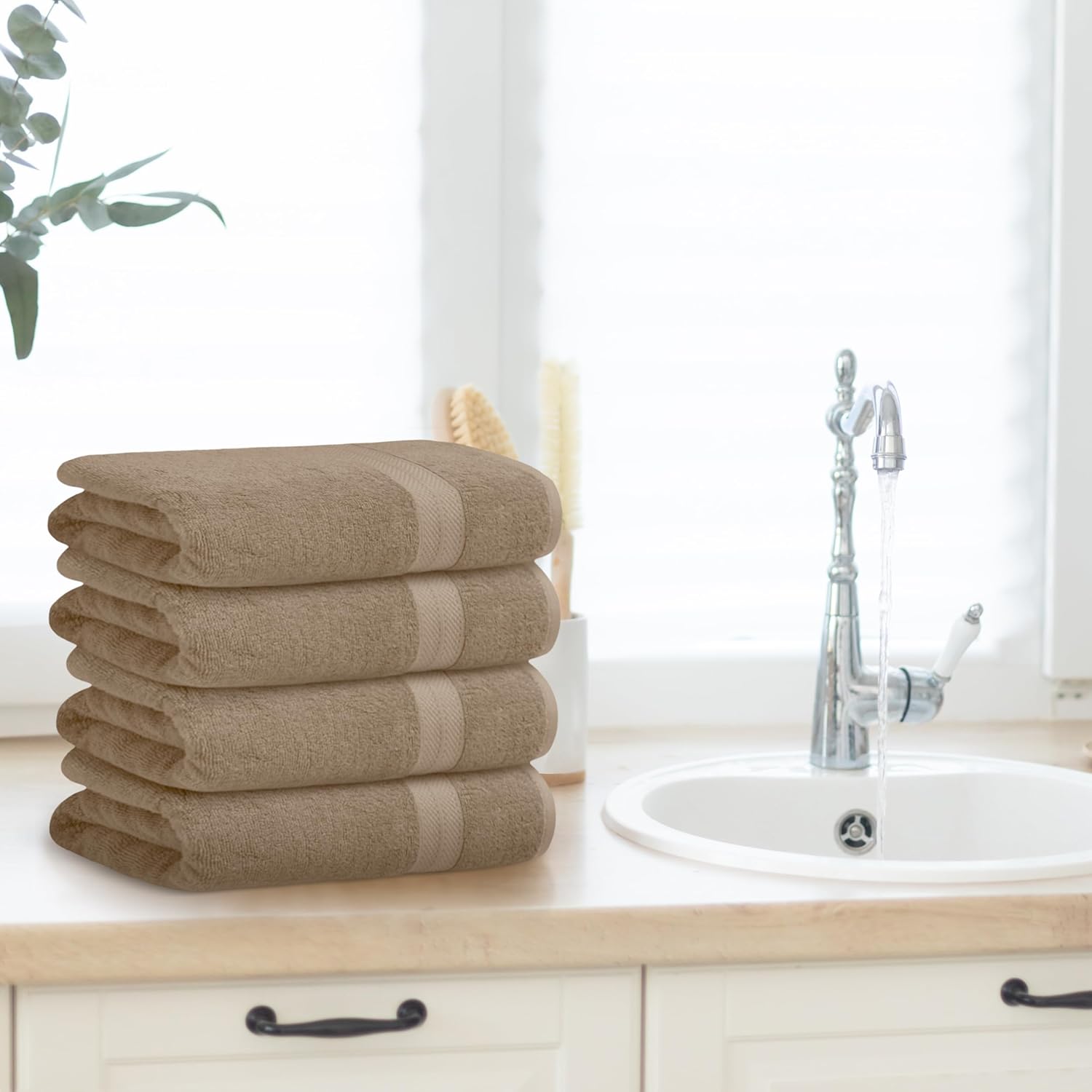 Avalon Towels 4 Pack 27x54 Bath Towels Beige