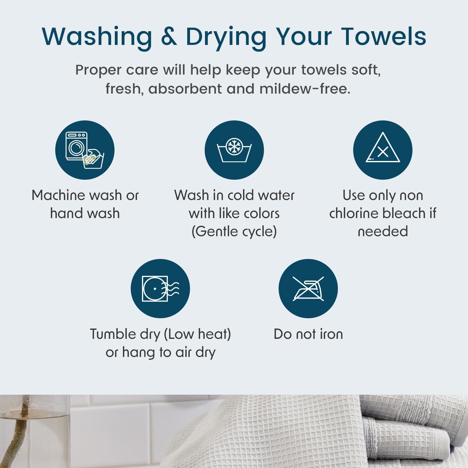 Aire Raine 4 Pack Cotton Waffle Bath Towels - Light Grey