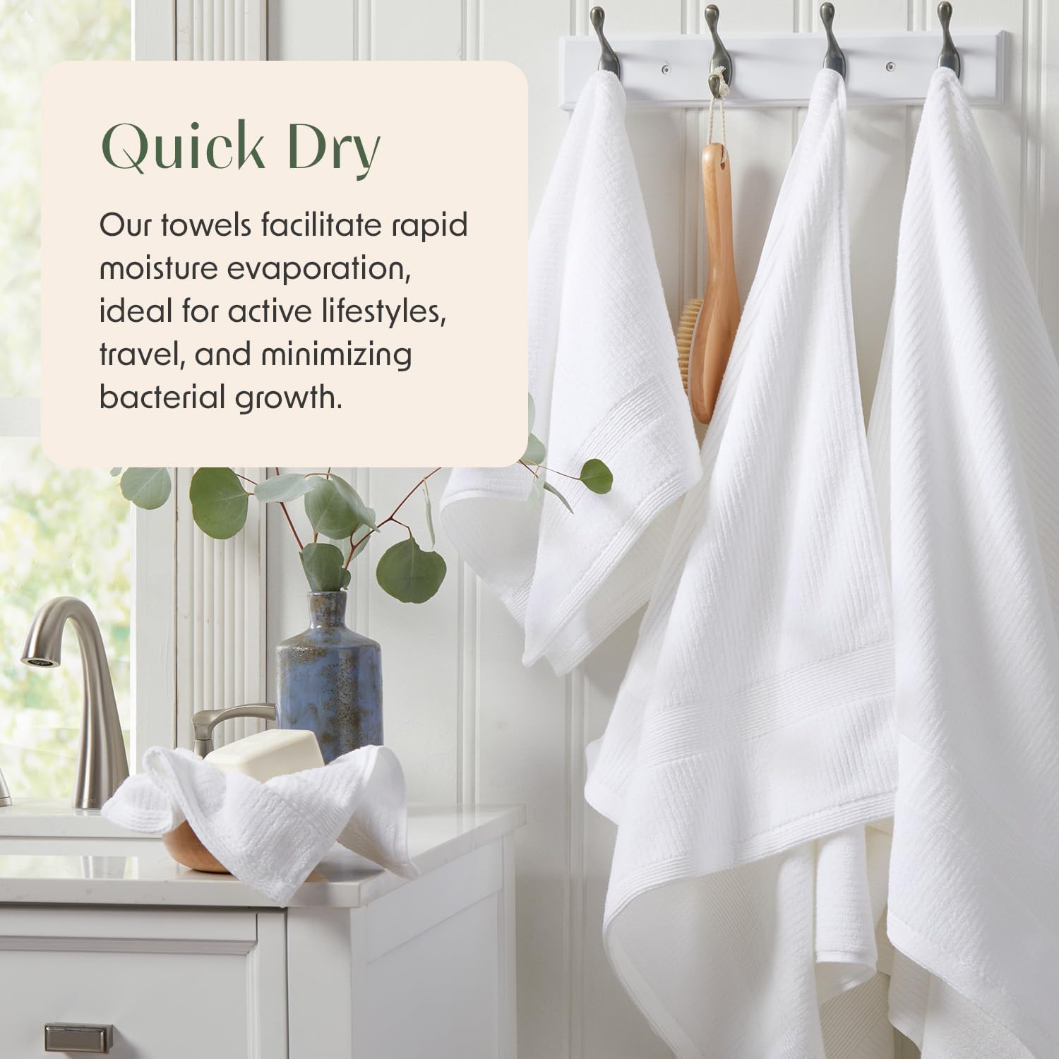 Springtree Home White Bath Towels Set of 6