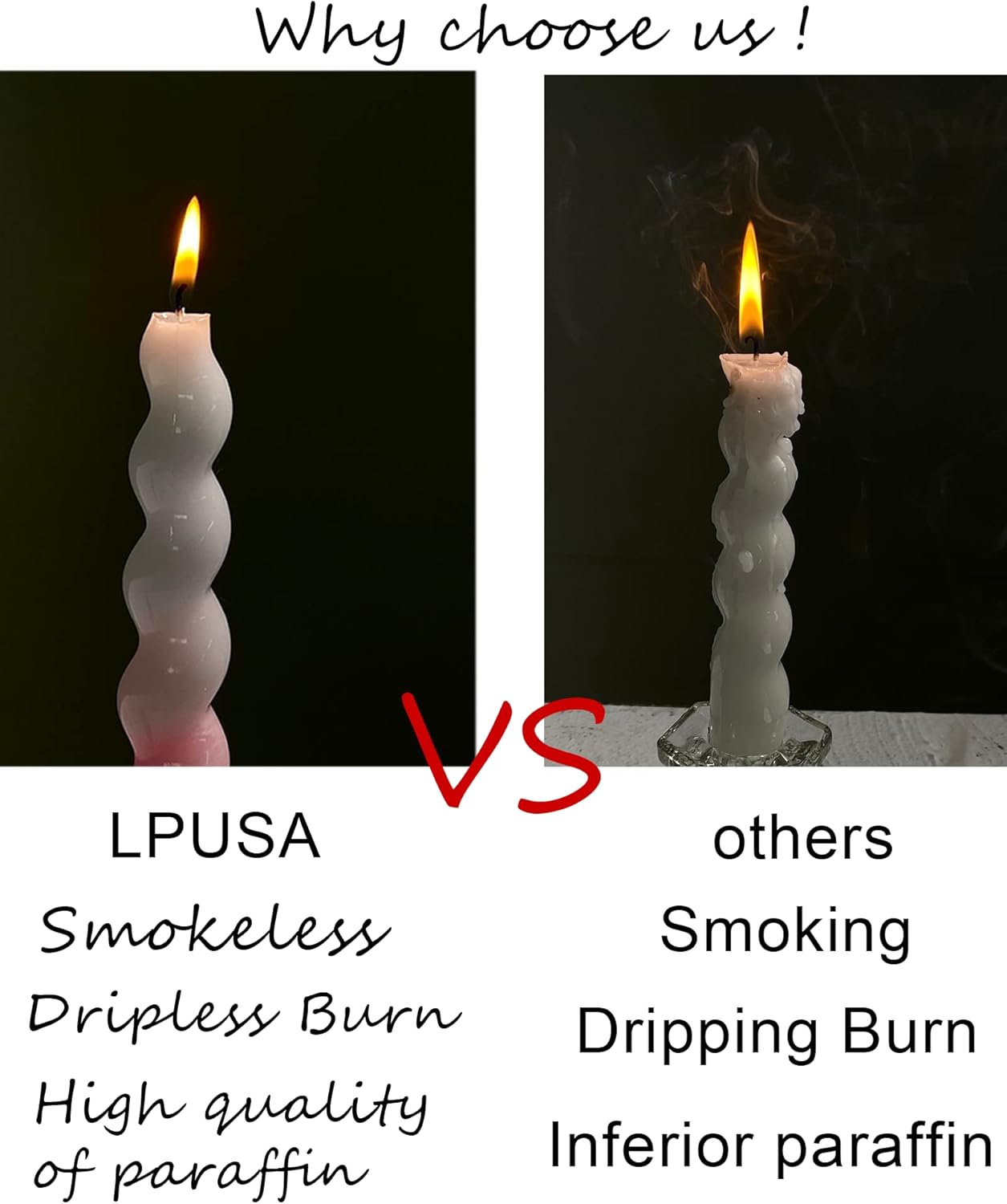 LPUSA Taper Candle White Spiral 75inch Set of 4