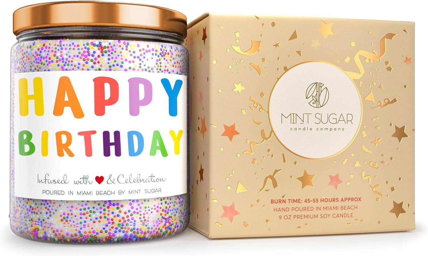 Happy Birthday Candle - Vanilla Cake Scent 9oz Made in USA