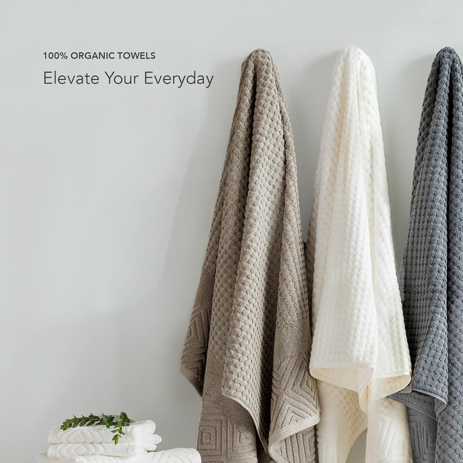 TexereSilk Organic Cotton Diamond Jacquard Towel Set - 700 GSM Ultra Soft Luxury