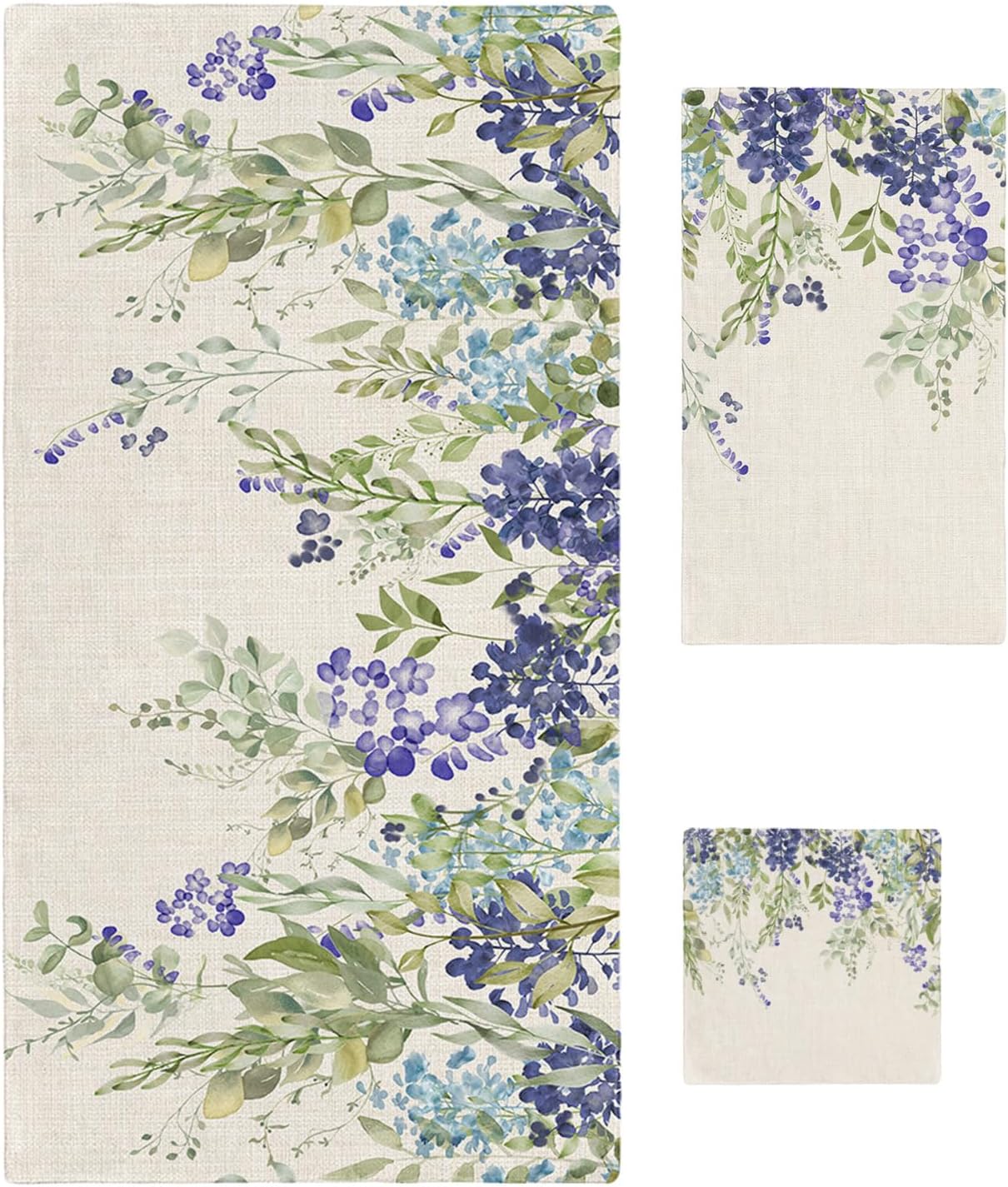 Smile Sunflower 3-Piece Bath Towel Set Wisteria Pattern Linen Texture