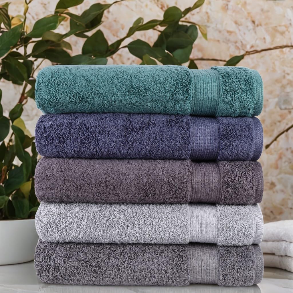 Organix Luxury 5 Pack Bath Towels - 30x60 Inches 100 Cotton