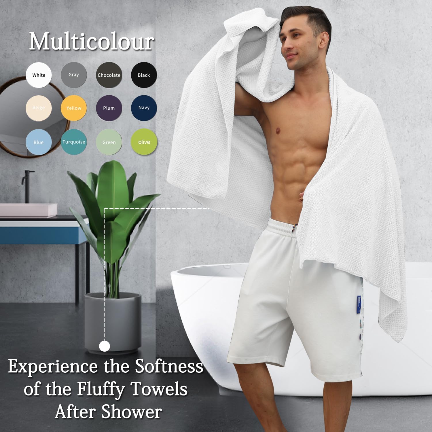 Hailea 4-Pack Extra Large Bath Towels Set 35x70 Inches