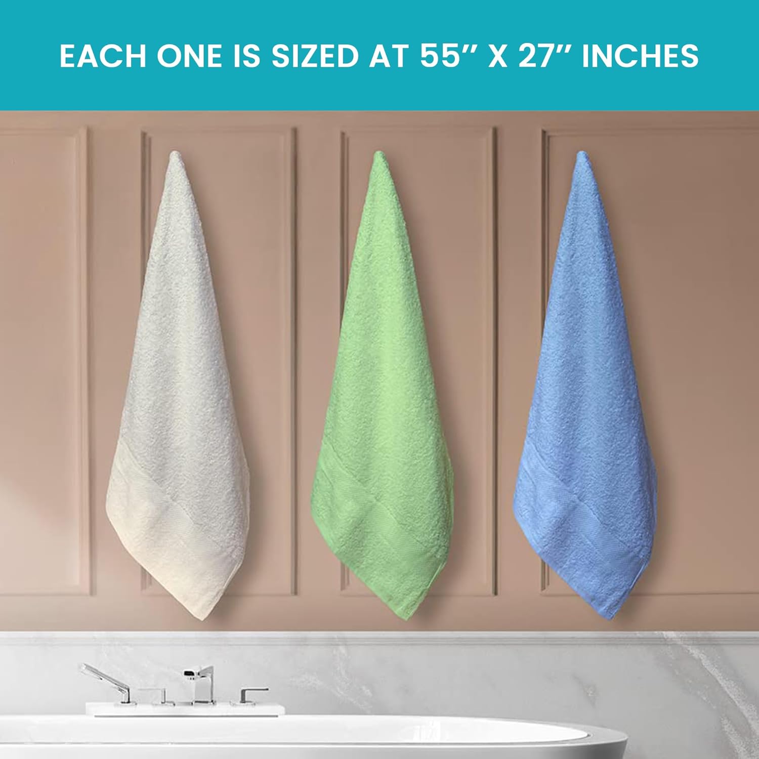 Ashley Mills Bath Towels Set of 6 100 Cotton Soft Absorbent
