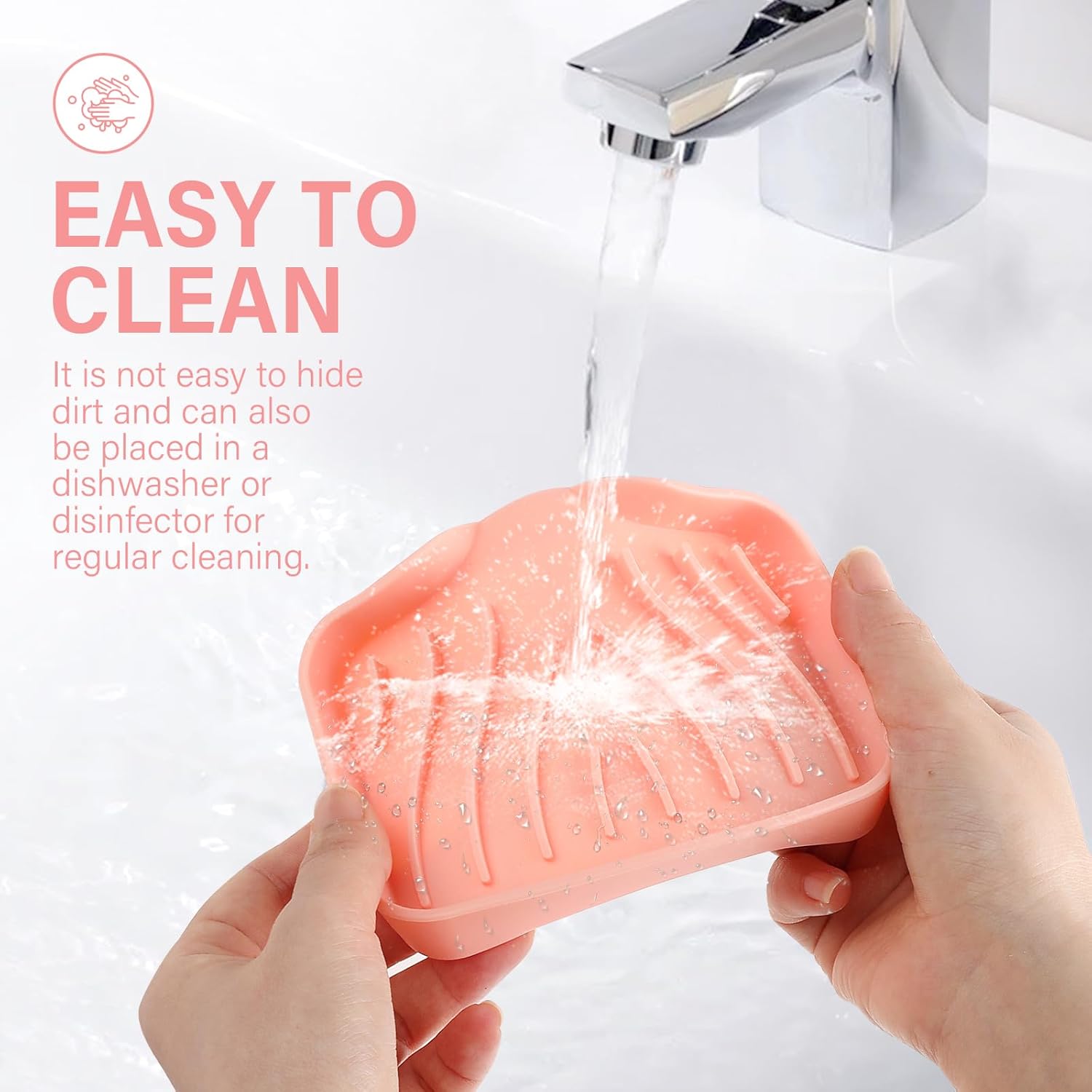 Spofit 2PCS Self Draining Soap Holder with Non-Slip Design Pink