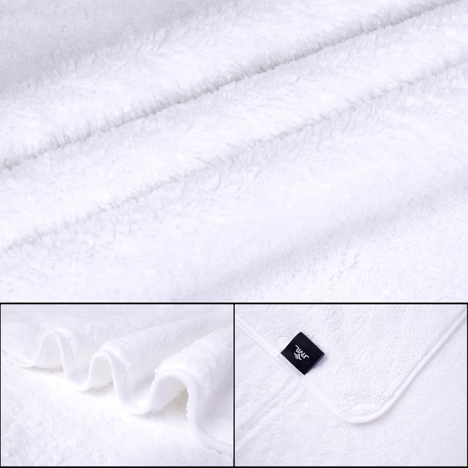 JML Large Bath Towels 2 Pack 30x60 White Fleece