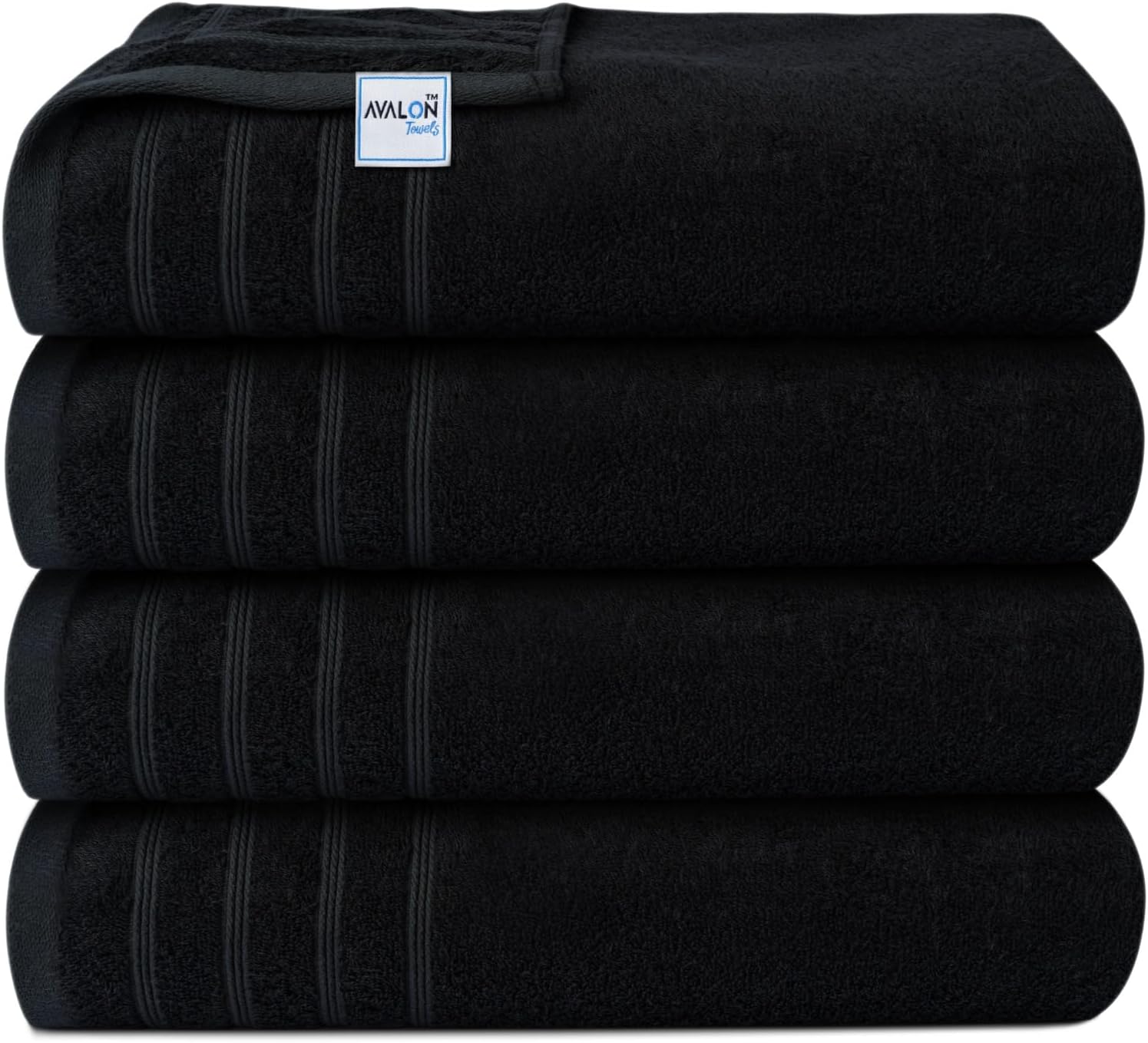 Avalon Towels Set of 4 30 x 60 Inches Soft Bath Towels Black