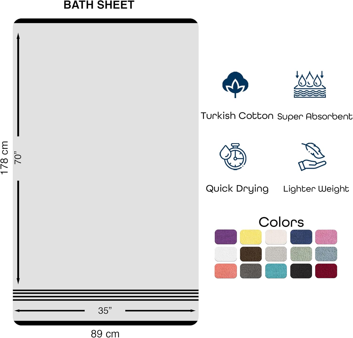 Hawmam Linen Jumbo Bath Towels 2 Pack Light Blue
