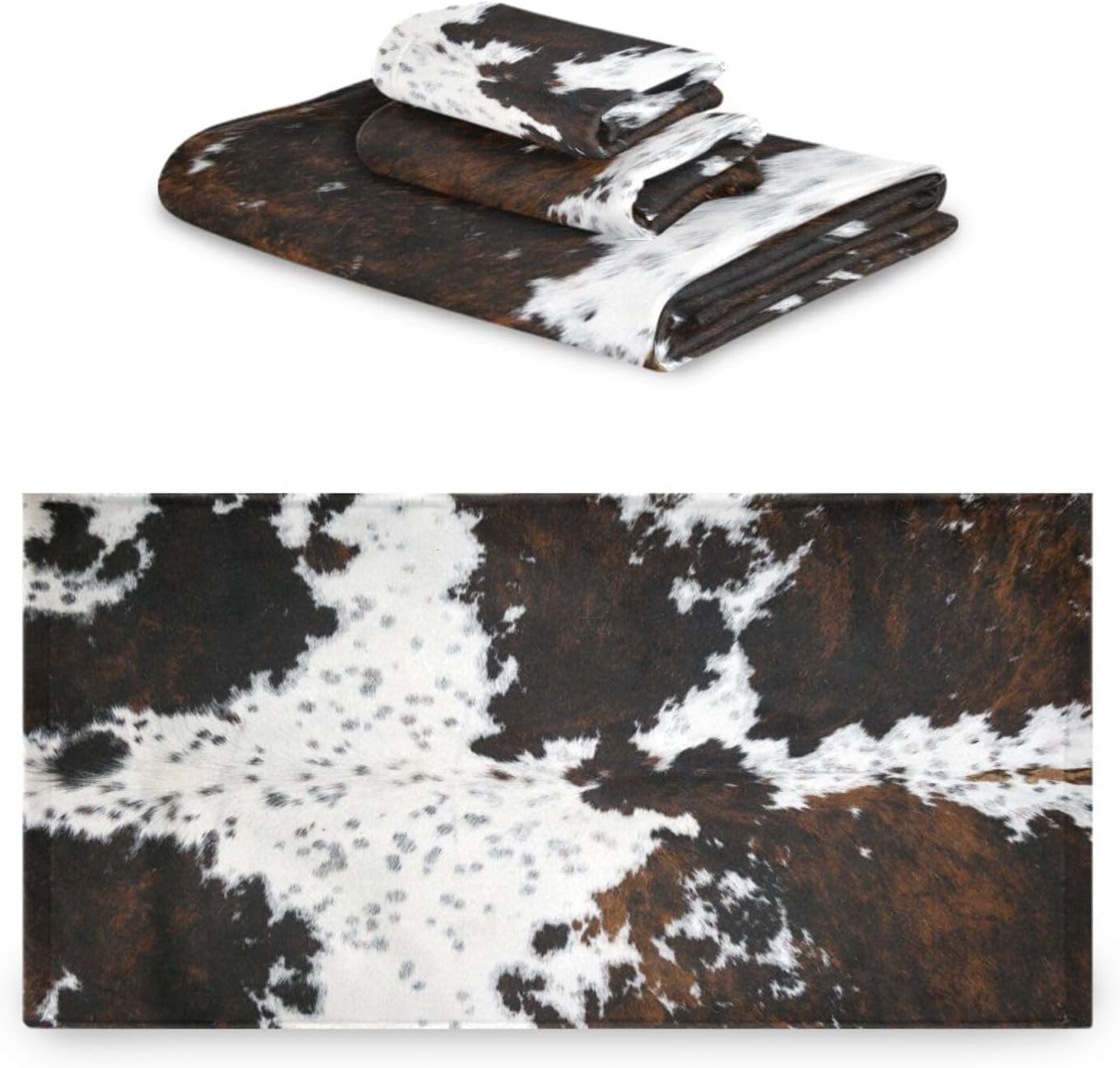 COVASA 3 Piece Cow Print Towel Set