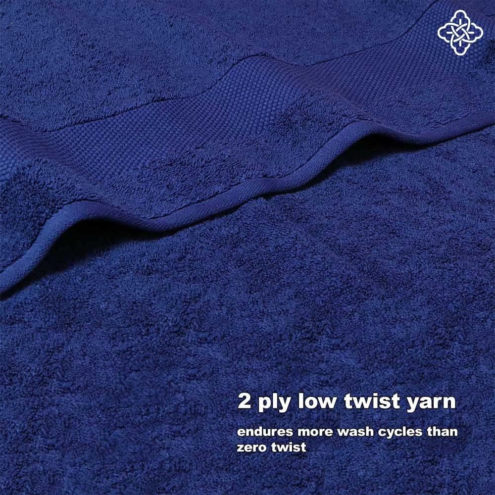 BIOWEAVES Organic Cotton Bath Towels - 700 GSM Pack of 2 Navy Blue