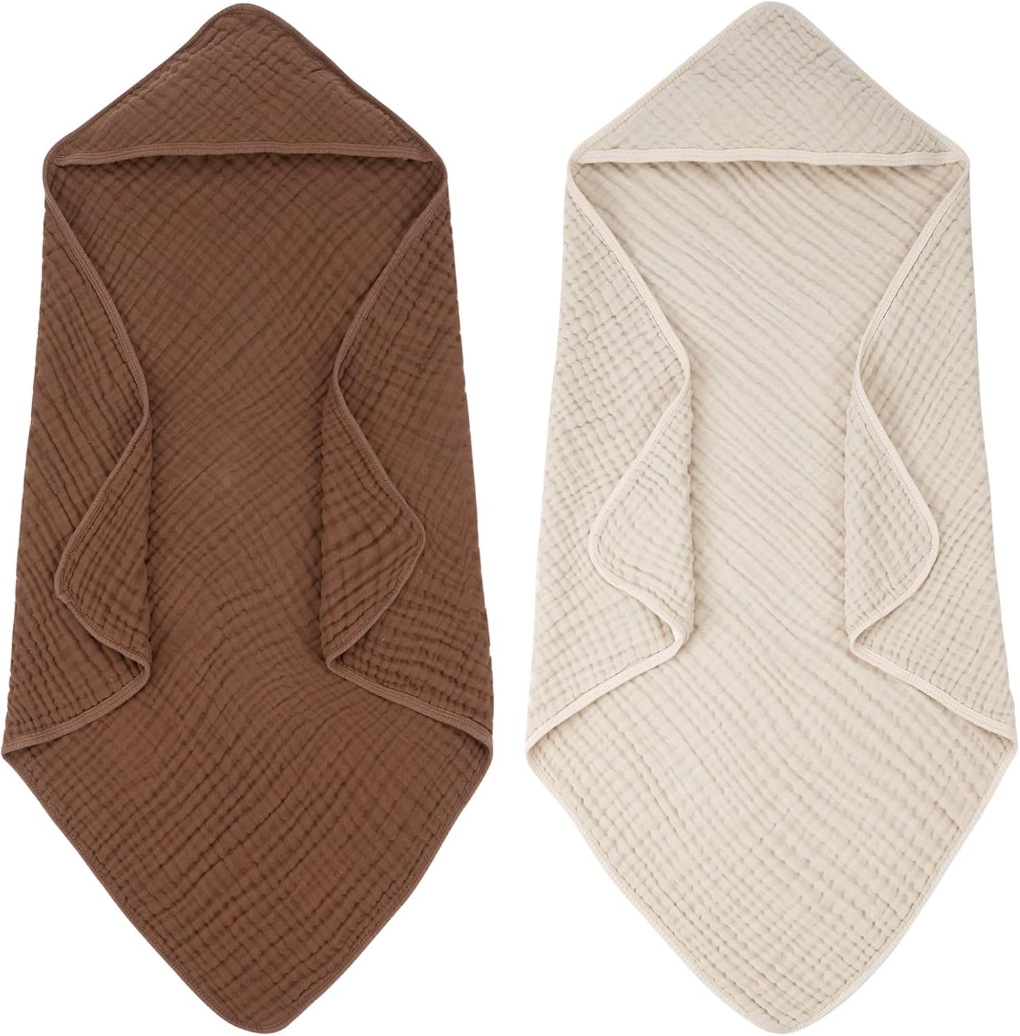 FUNUPUP Hooded Baby Towels 2 Pack Muslin 1