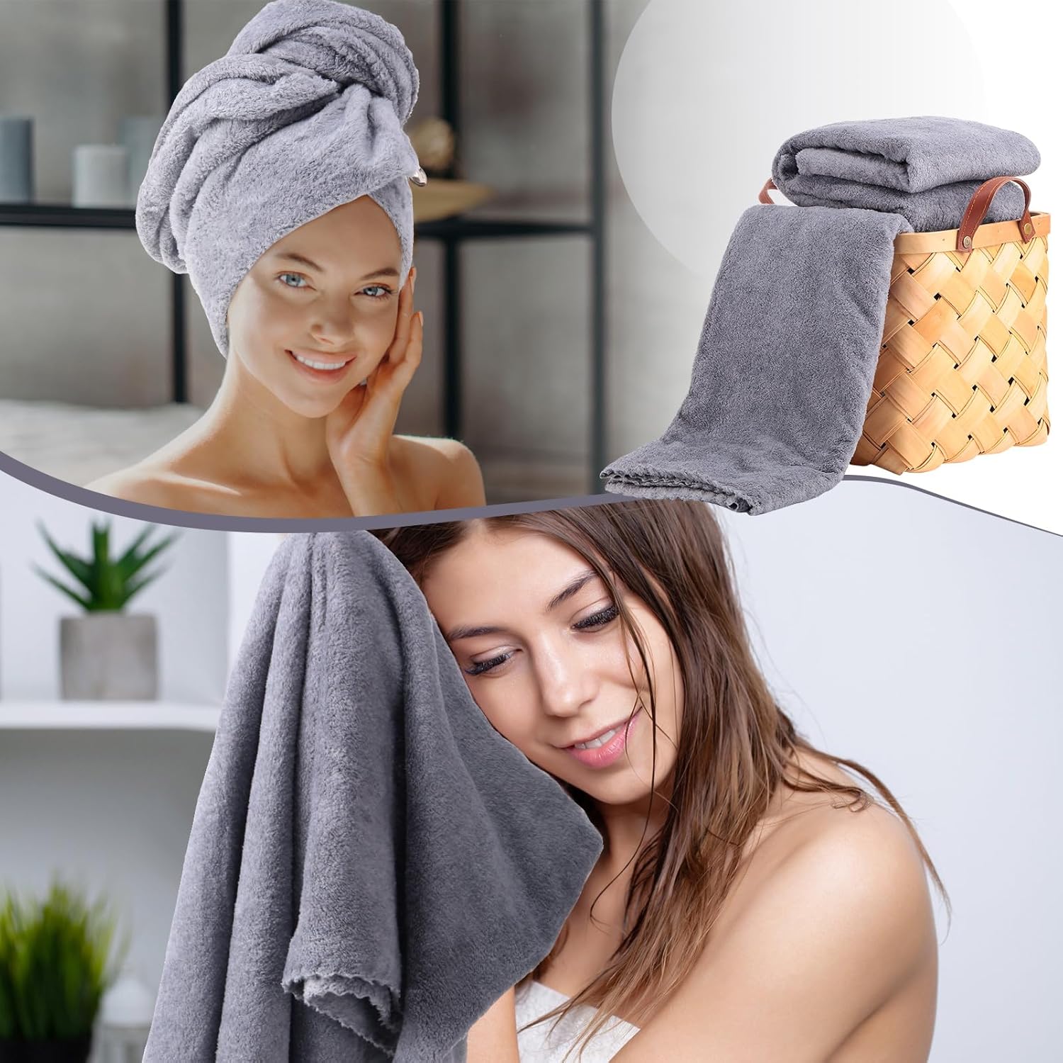 Newwiee 24 Pcs Coral Velvet Microfiber Bath Towels