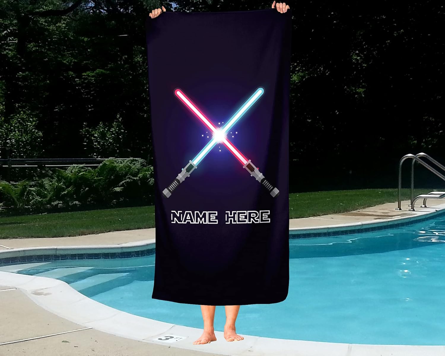 Personalized Lightsaber Towel for Kids - Custom 60x30 Bath Towel