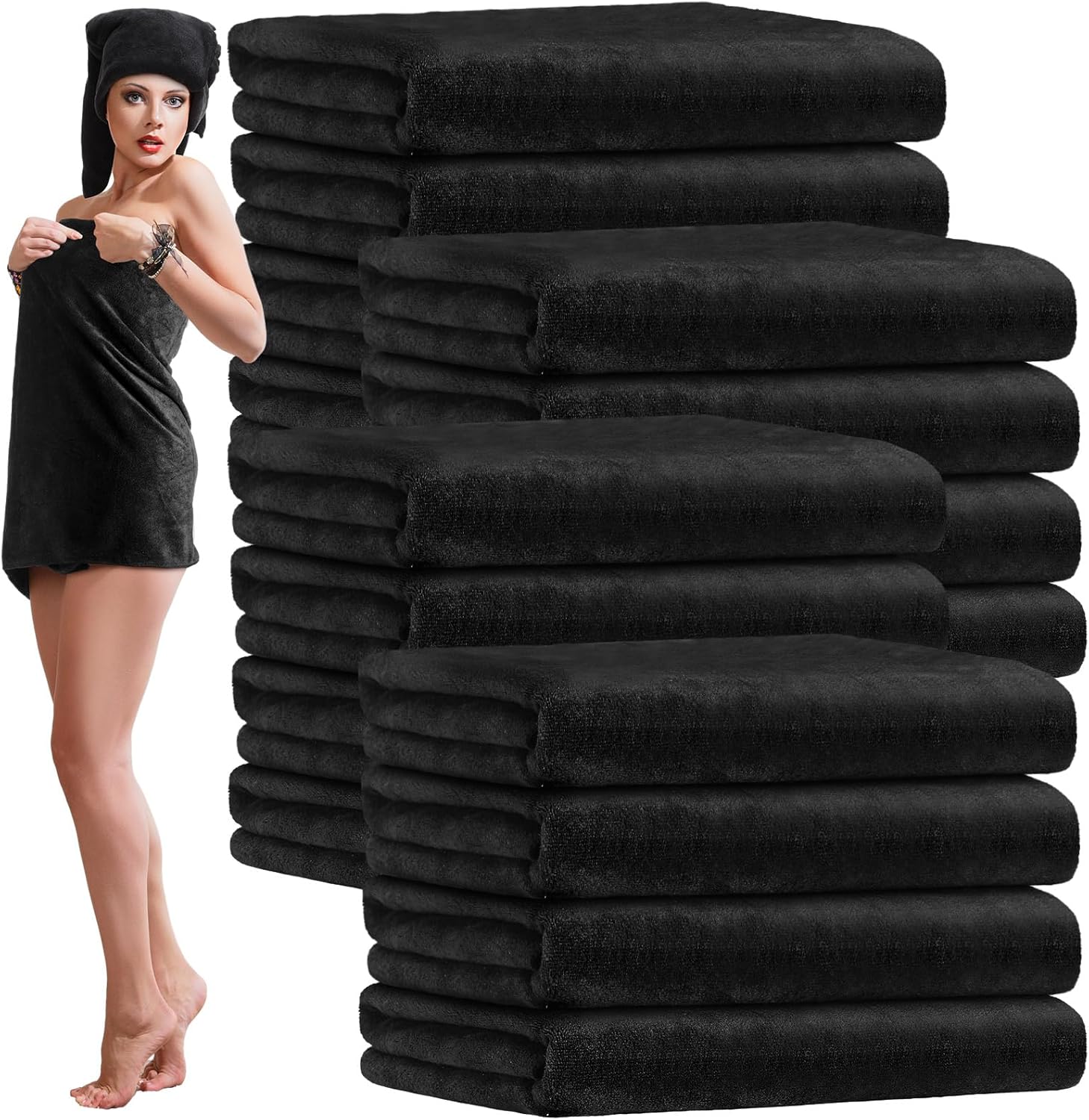 16 Pack Microfiber Bath Towels Bulk - Soft and Durable