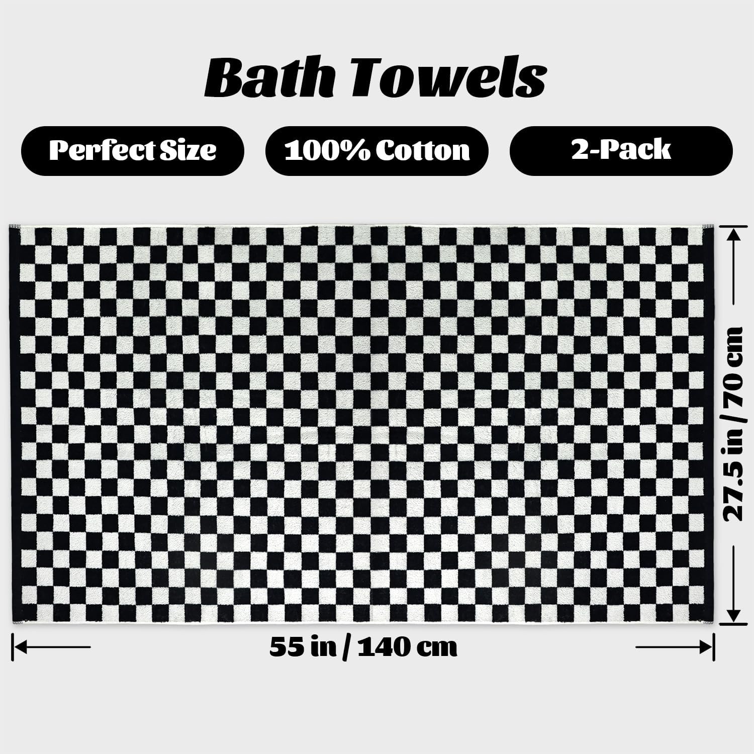 Jacquotha Checkered Bath Towels - 275 x 55 Set of 2