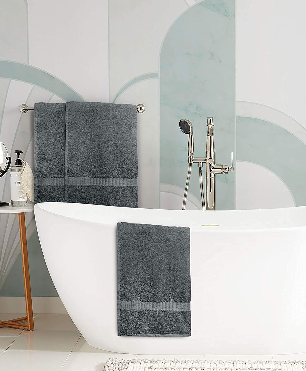 SIMPLI-MAGIC Bath Towels 24x46in Gray 6-Pack