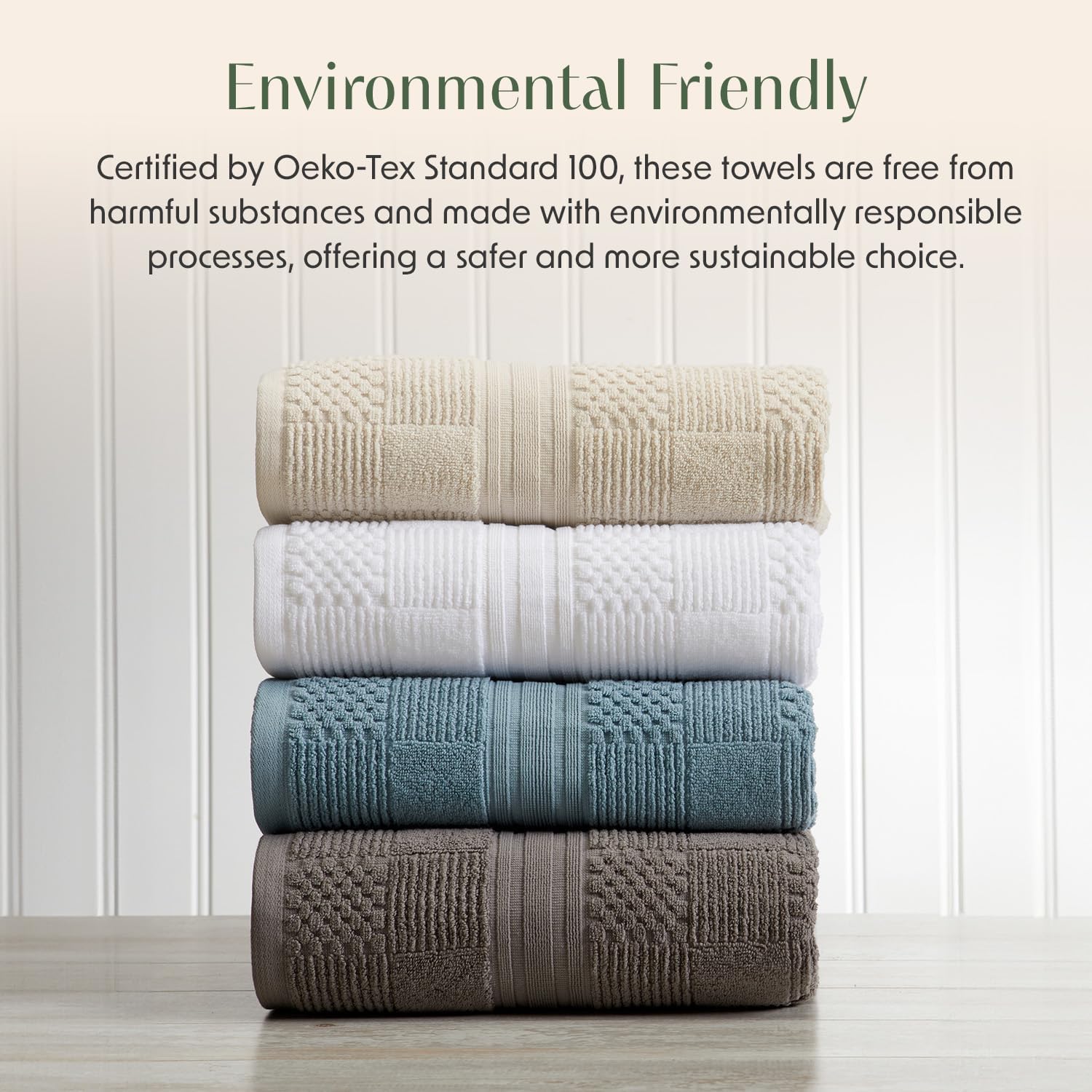 Springtree Home 100 Cotton Bath Towel Set of 4 Beige