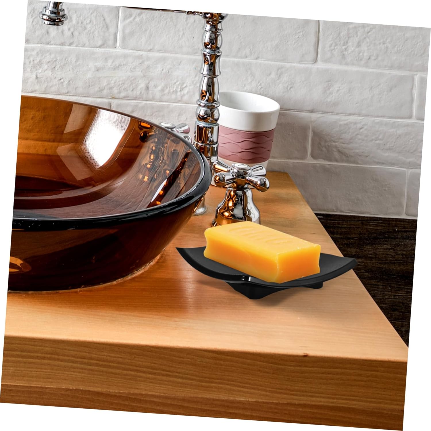 Zerodeko Large Black Curved Soap Holder