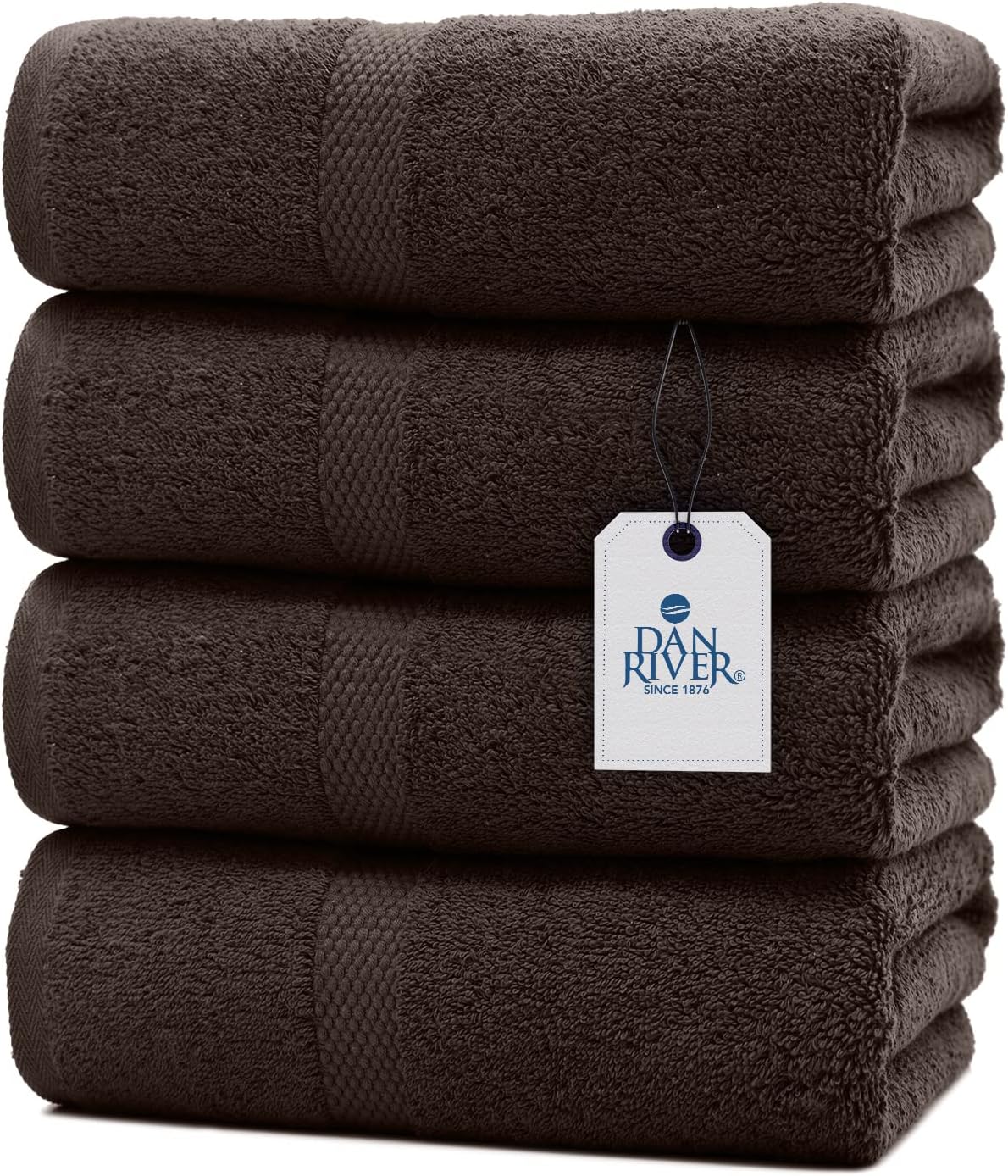 DAN RIVER 100 Cotton Bath Towels 4-Pack Brown 27x54 Inches