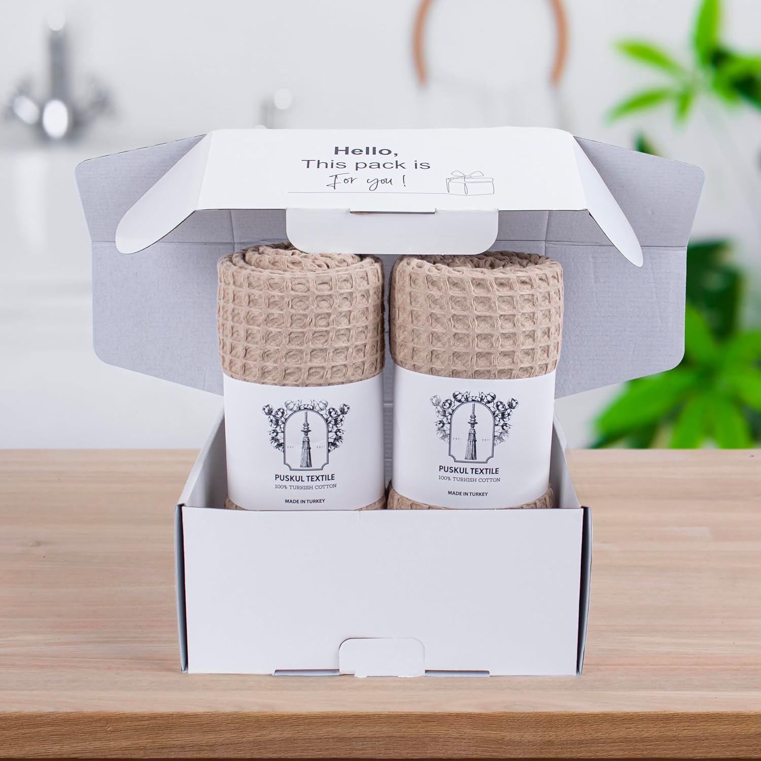 Pskl 100 Turkish Cotton Waffle Bath Towels - Pack of 2