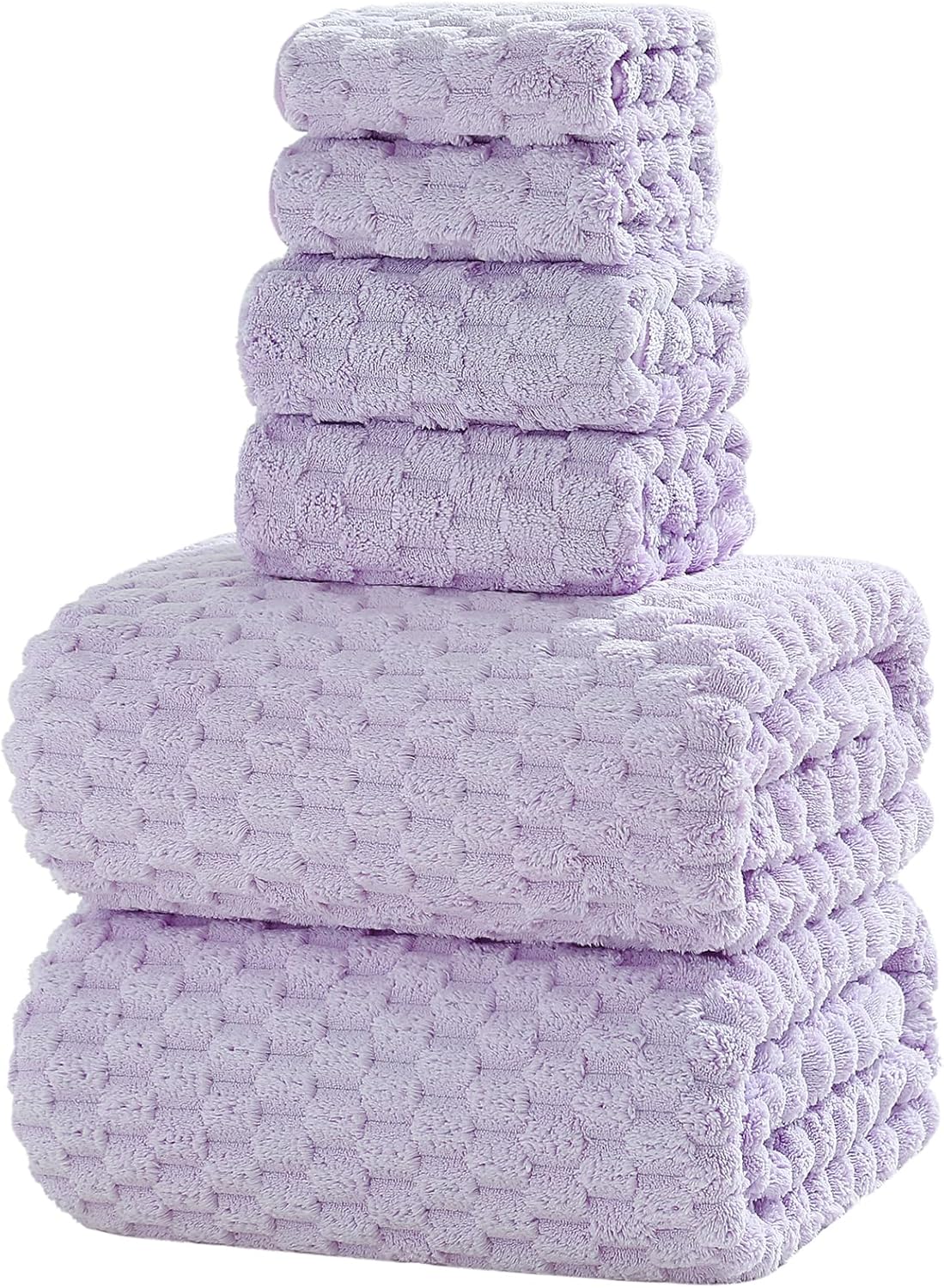 NALIVO Extra Large Bath Towel Set of 6 40x80 Lavender