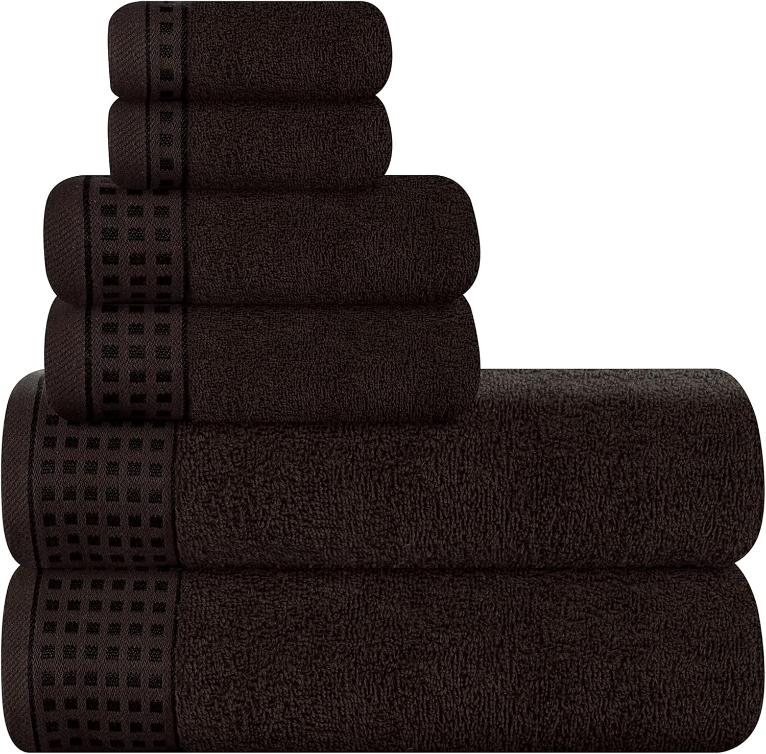 GLAMBURG 100 Cotton Towel Set 6 Pack Chocolate Brown 1