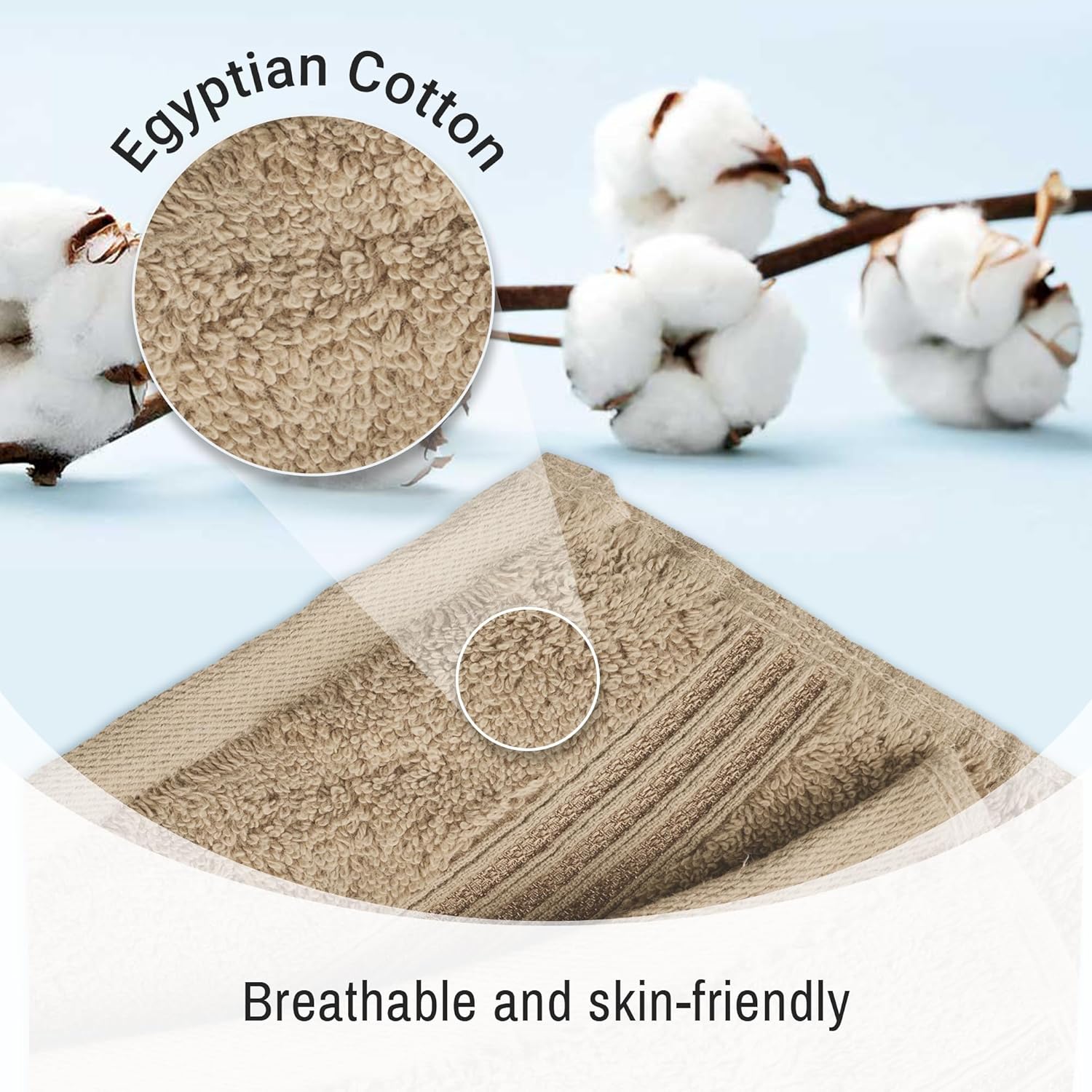 Superior Egyptian Cotton 6-Piece Towel Set in Taupe