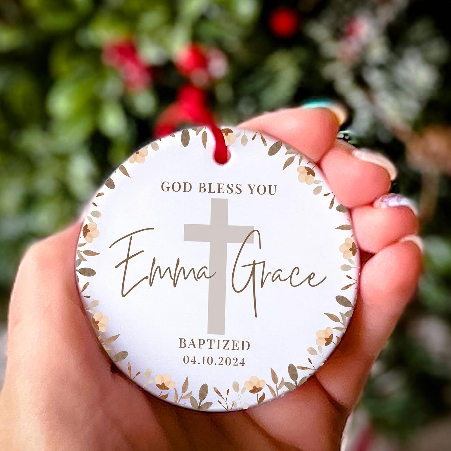 Personalized God Bless You Christmas Ornament for Baptized Kids