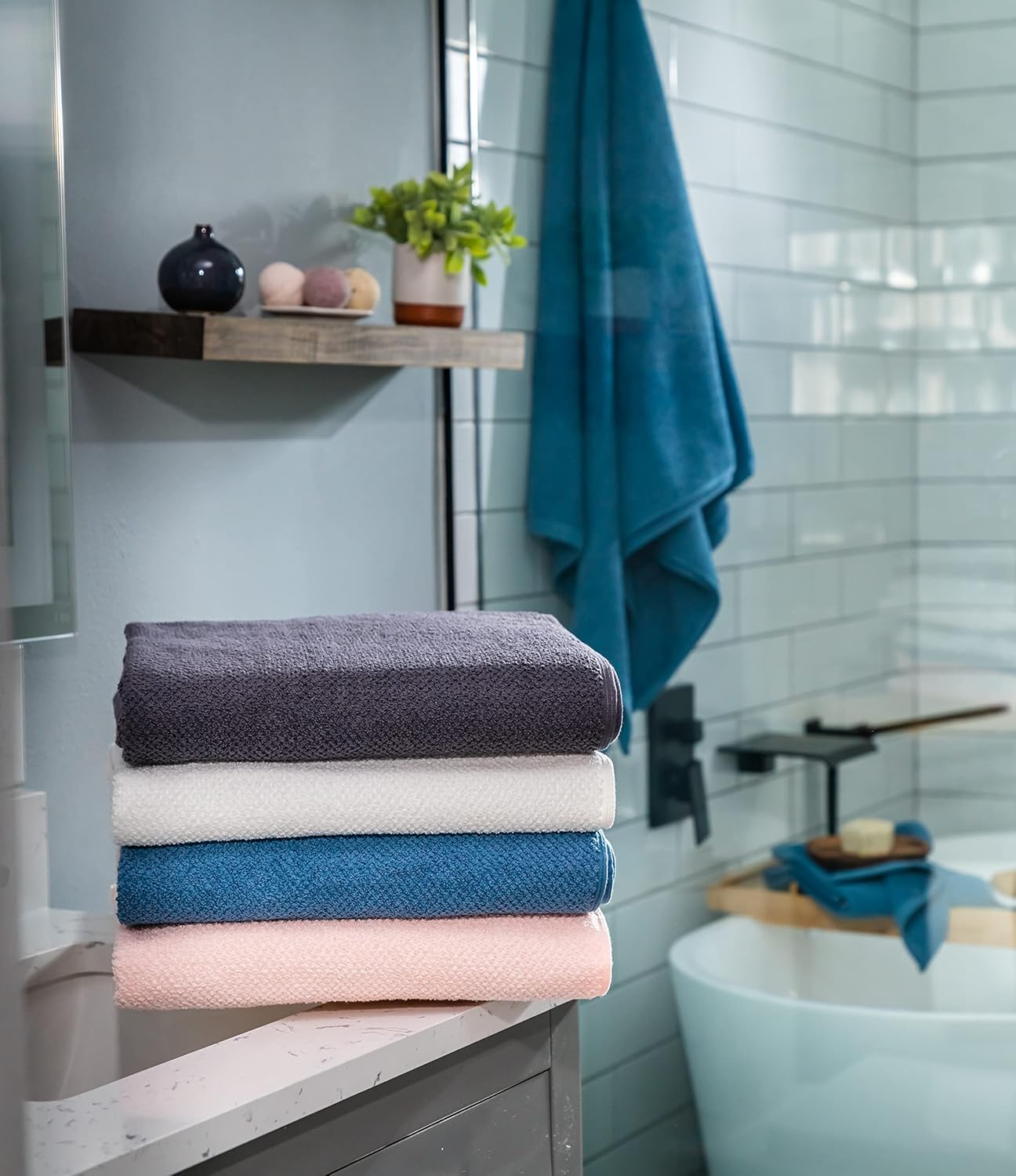 Simpli-Magic 79448 Popcorn Textured Bath Towels 4 Pack
