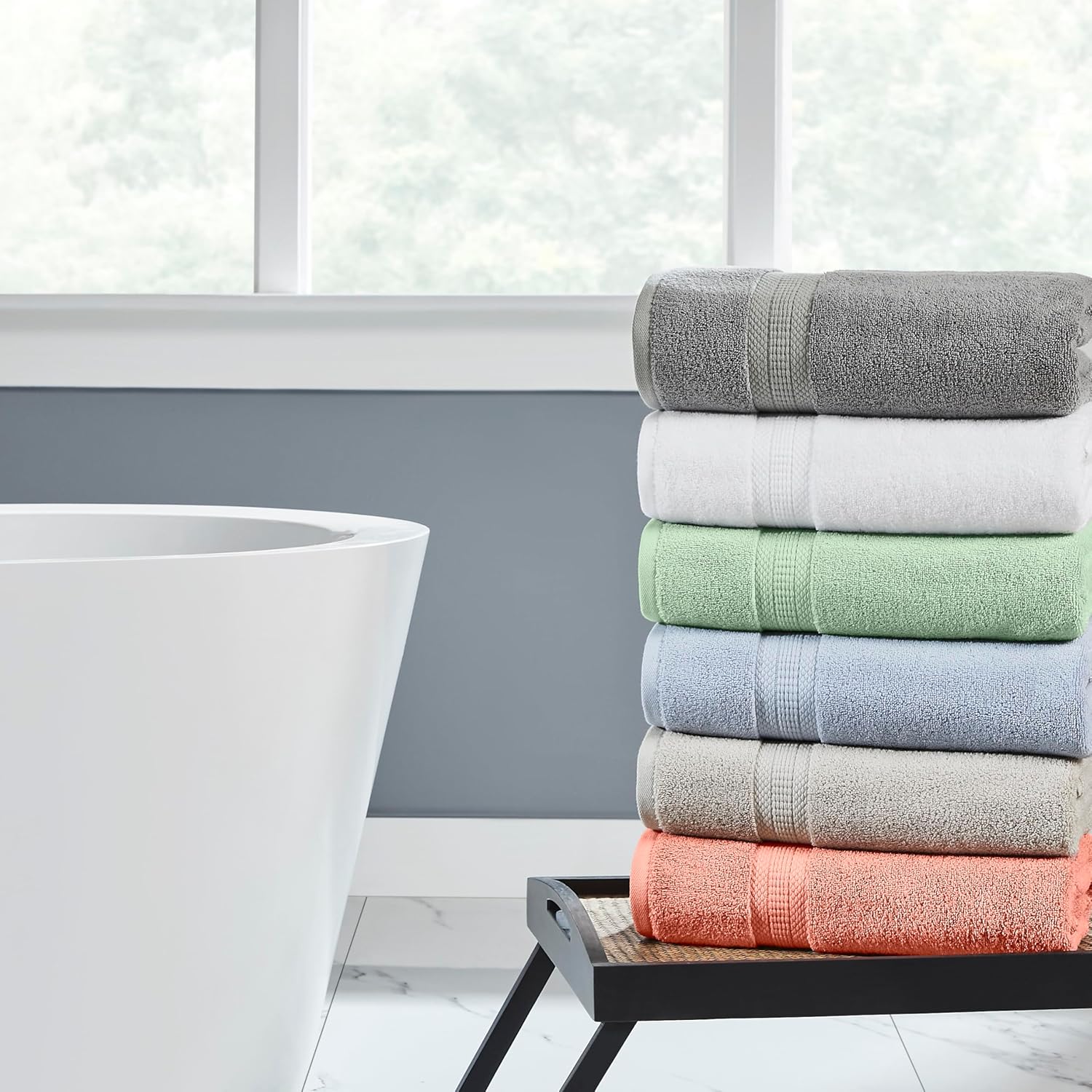 Modern Threads 6-Piece Bamboo Cotton Blend Towel Set - Gray