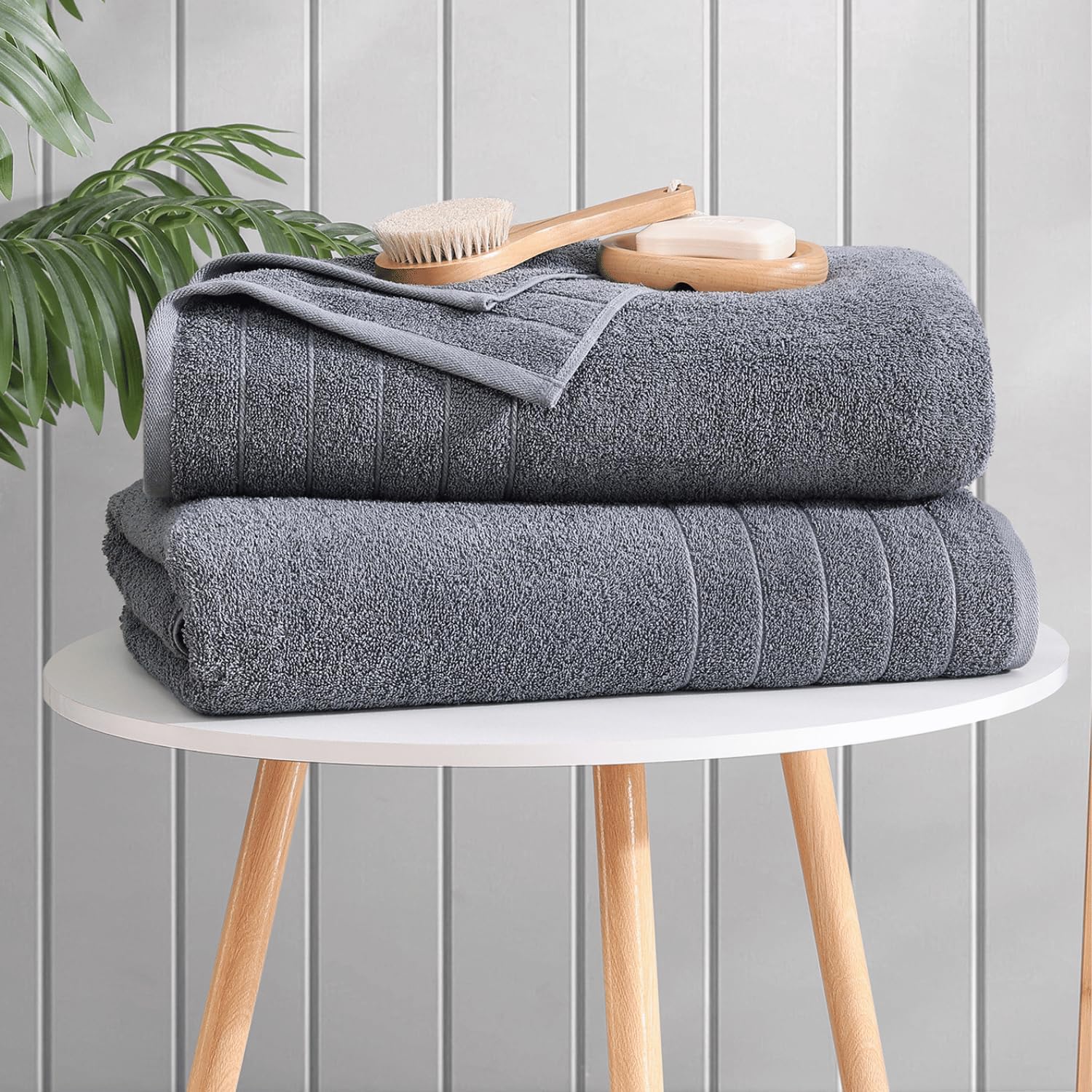 Casa Platino 100 Cotton 2 Pack Bath Towels Set - Cool Grey
