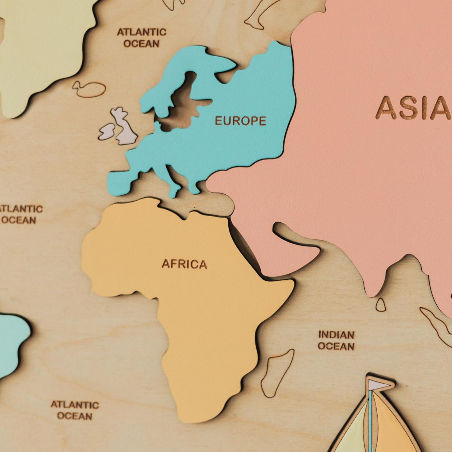 Wooden World Map Puzzle Montessori Educational Toy
