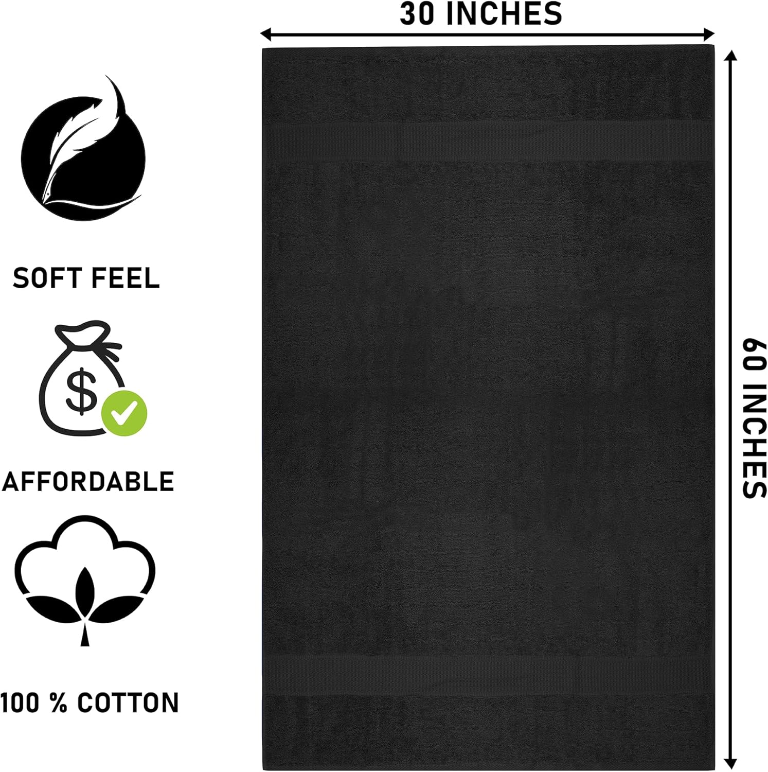 ZUPERIA 4 Pack Bath Towels 30x60 Inches 100 Cotton Ultra-Soft Quick Dry