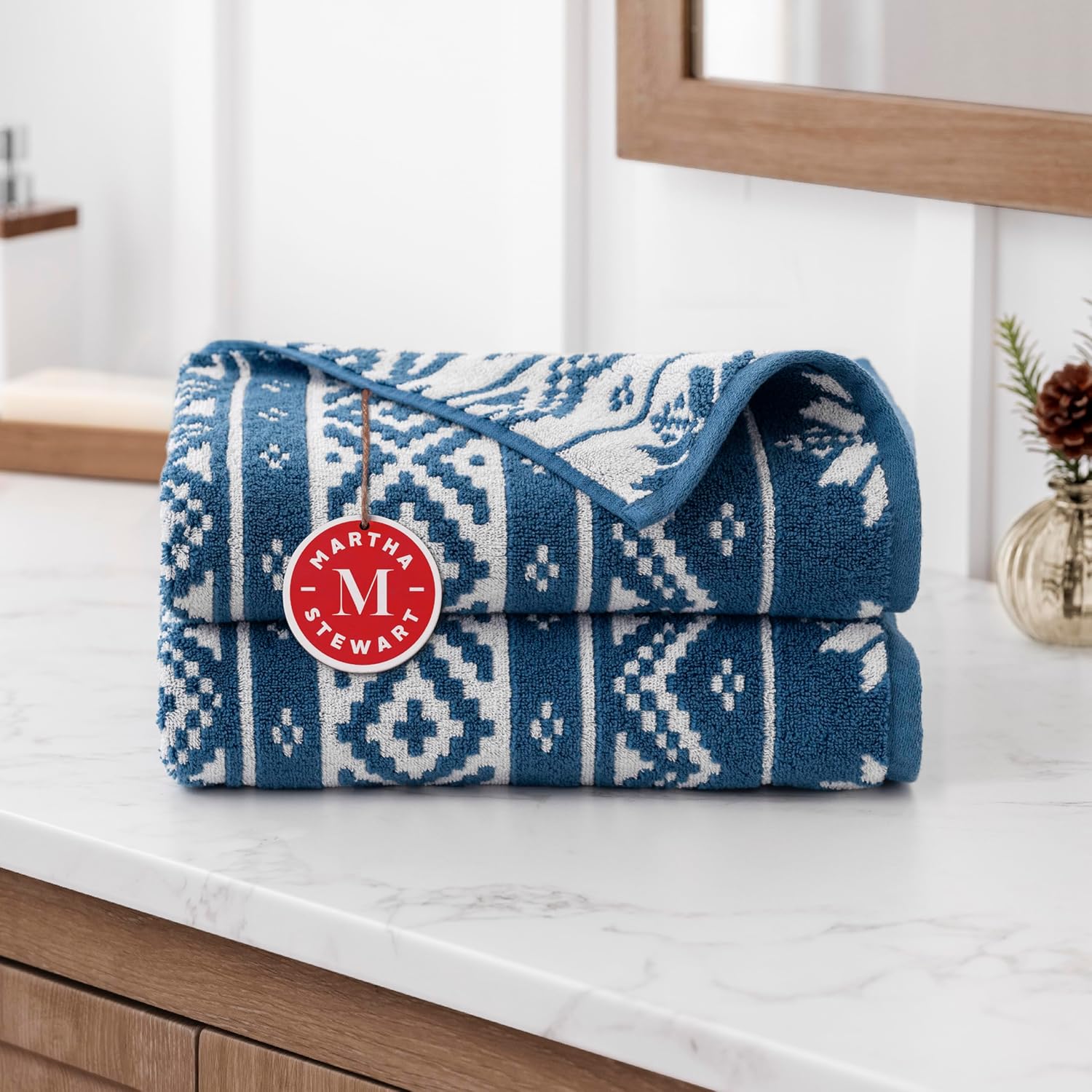 Martha Stewart 2 Bath Towels Set 27x54in 525 GSM 100 Cotton