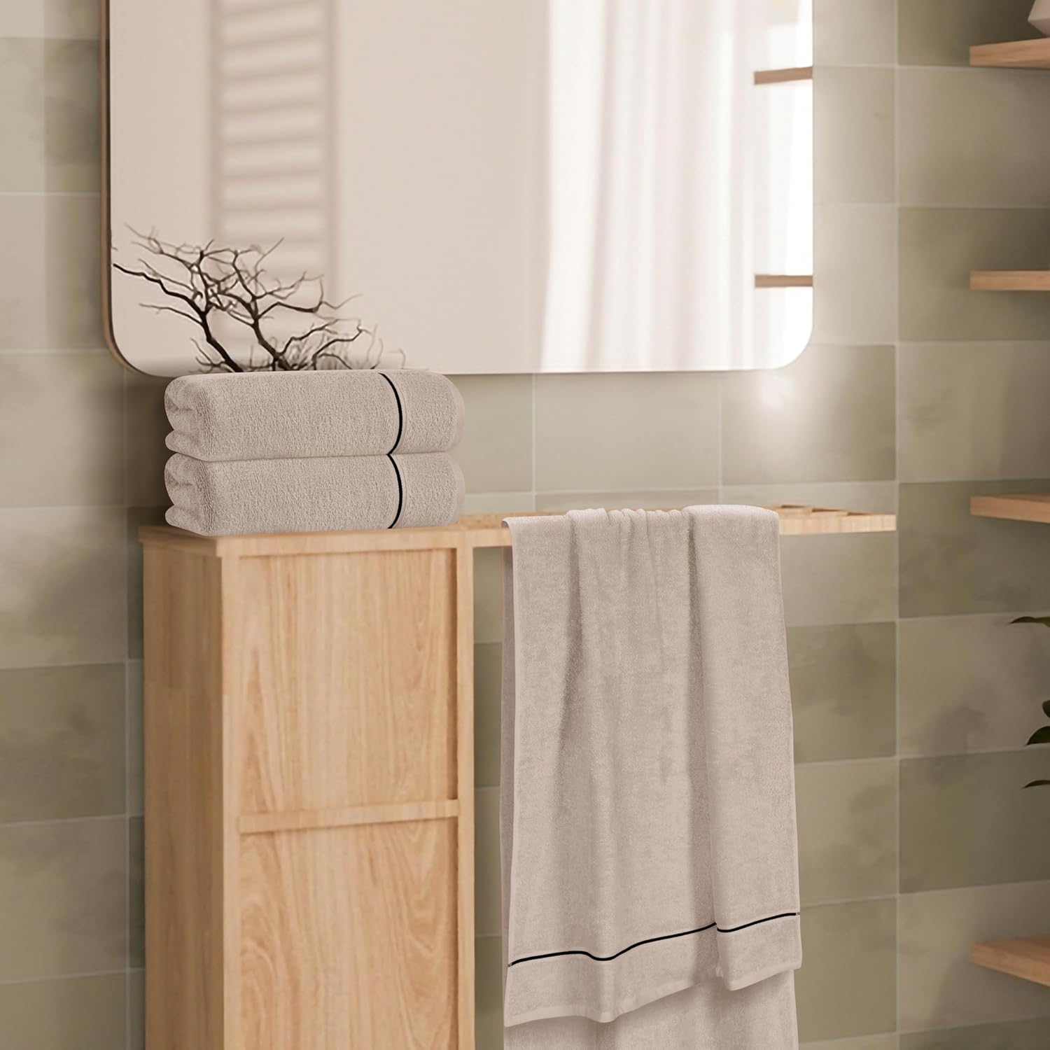 MyOwn Ultra Soft 4 Pack Bath Towel Set - 27x54 Inches Tan