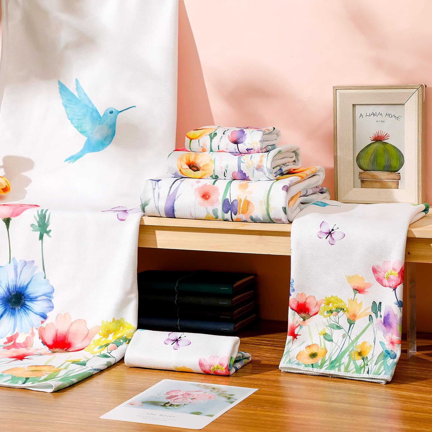 VitalCozy Set of 6 Wildflower Bath Towels 3 Sizes 1